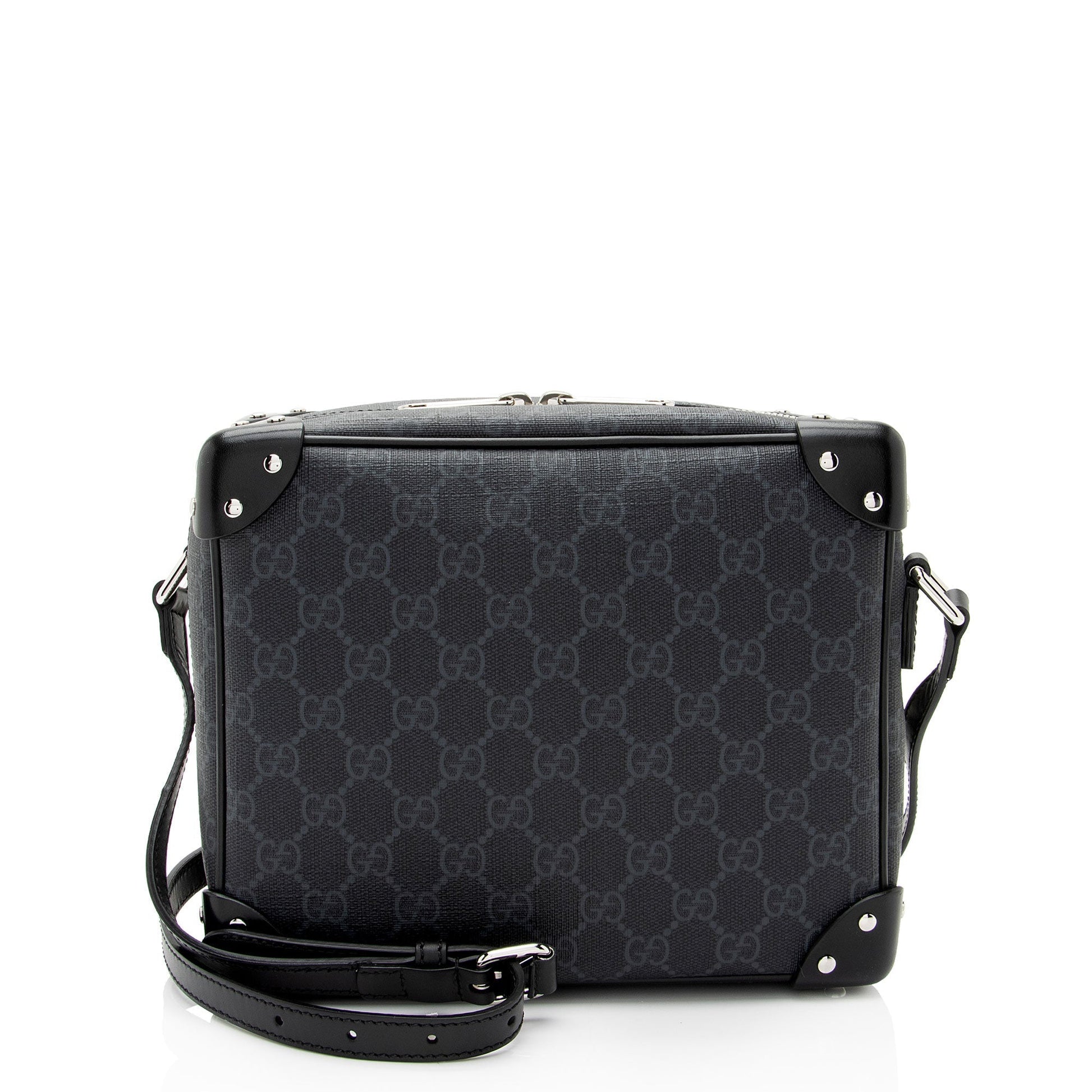 Gucci GG Supreme Square SHF-6wuVCQ Leather Canvas Black Crossbody Bag