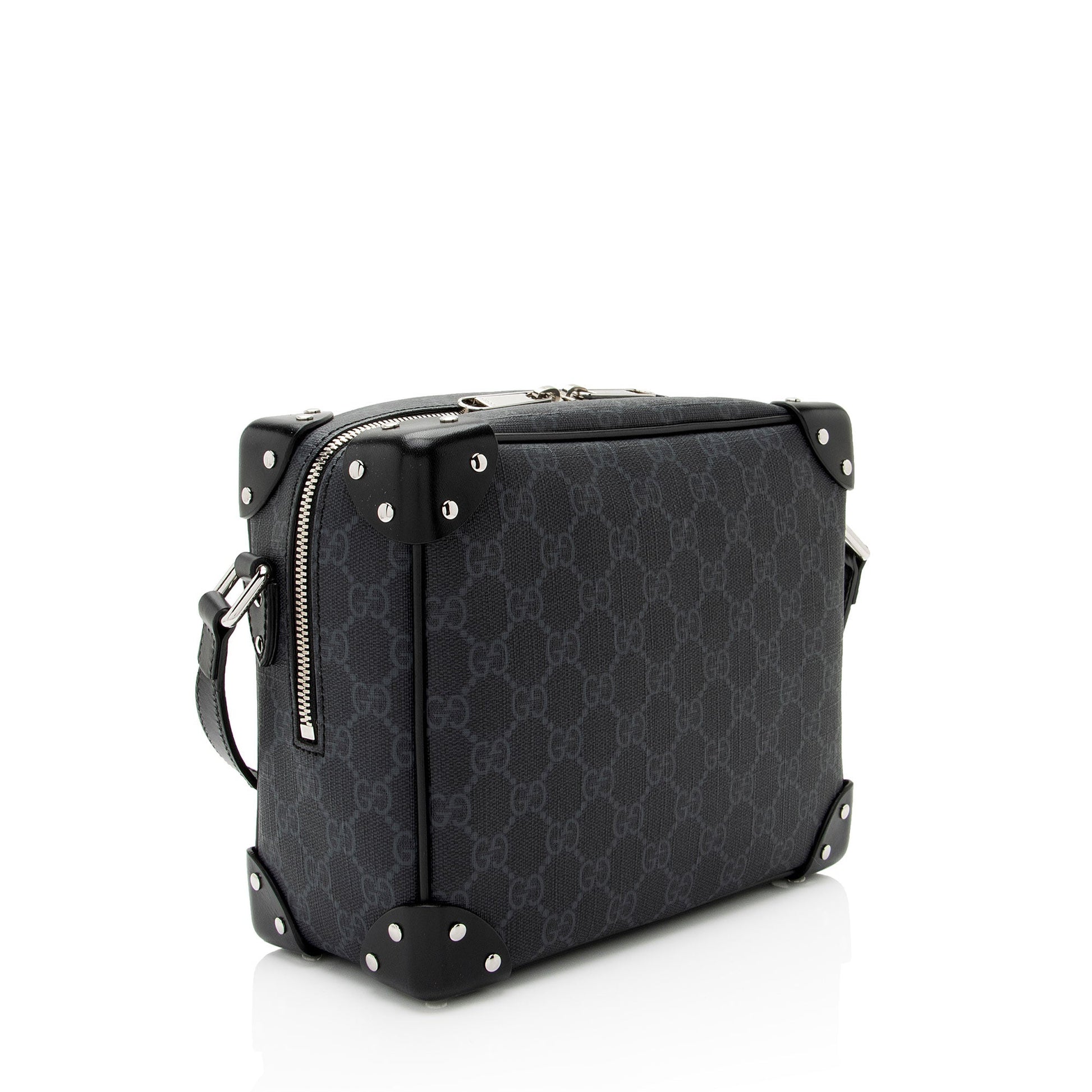 Gucci GG Supreme Square SHF-6wuVCQ Leather Canvas Black Crossbody Bag