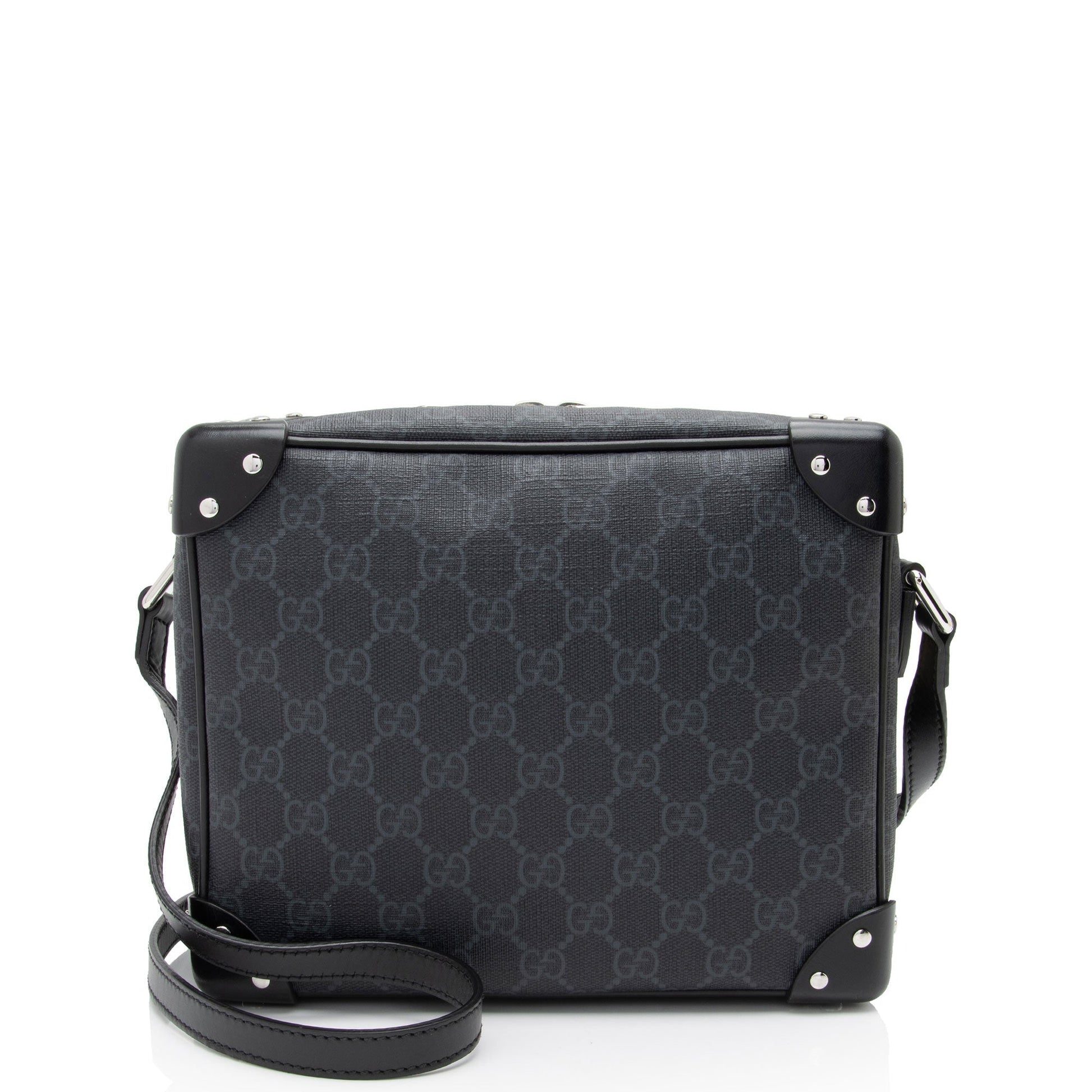 Gucci GG Supreme Square SHF-lfm2V7 Leather Canvas Black Crossbody Bag