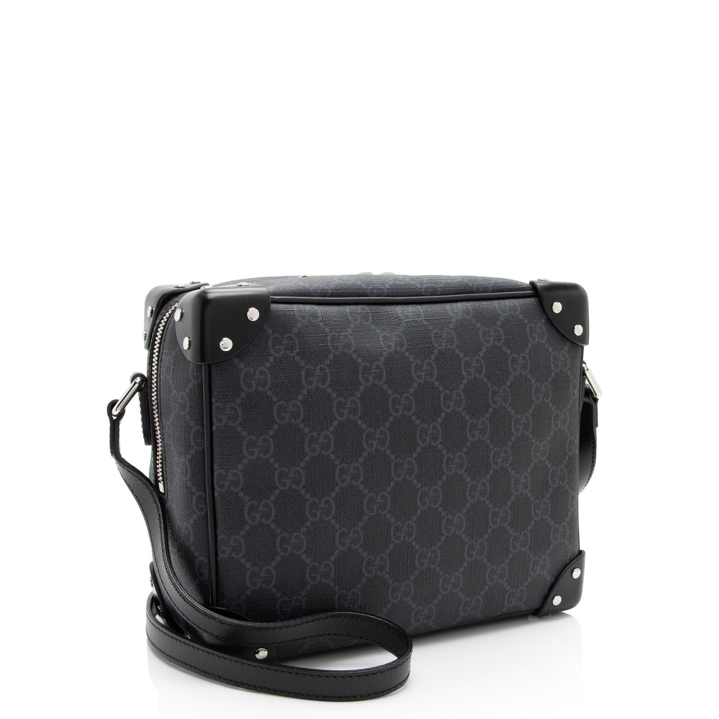 Gucci GG Supreme Square SHF-lfm2V7 Leather Canvas Black Crossbody Bag