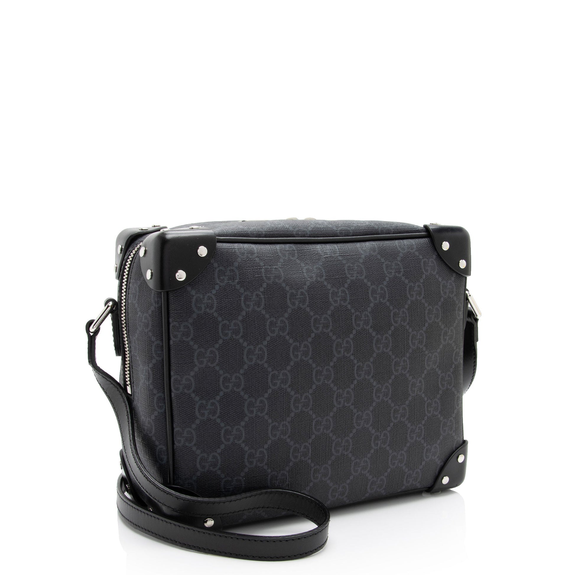 Gucci GG Supreme Square SHF-lfm2V7 Leather Canvas Black Crossbody Bag