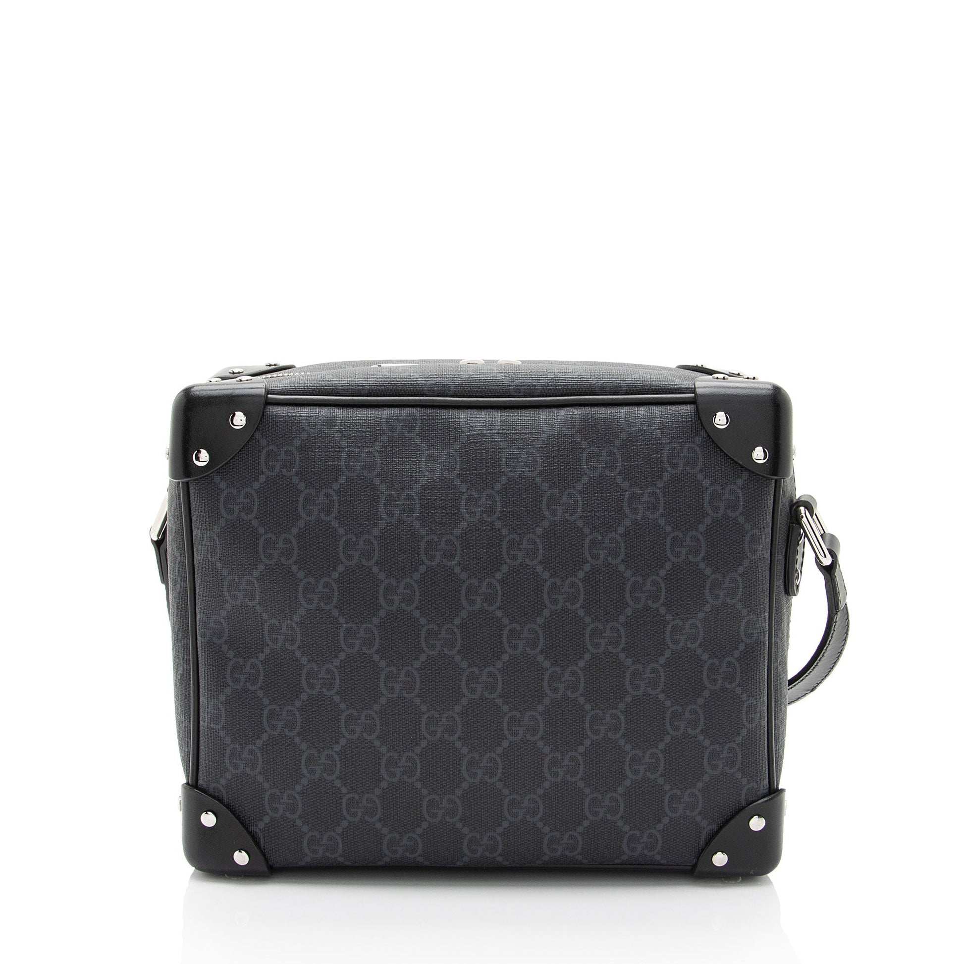 Gucci GG Supreme Square SHF-ITmRpz Leather Canvas Black Grey Crossbody Bag
