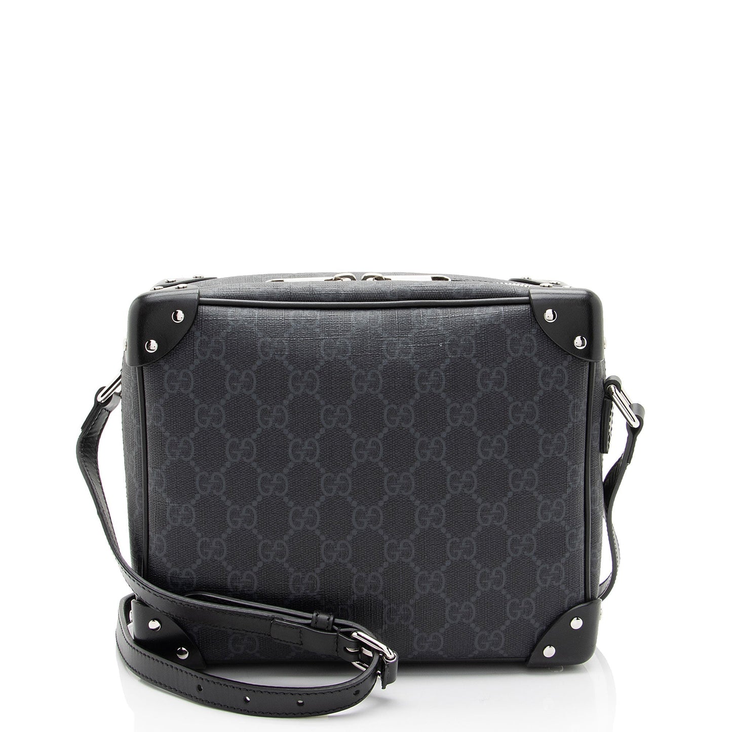 Gucci GG Supreme Square SHF-ITmRpz Leather Canvas Black Grey Crossbody Bag