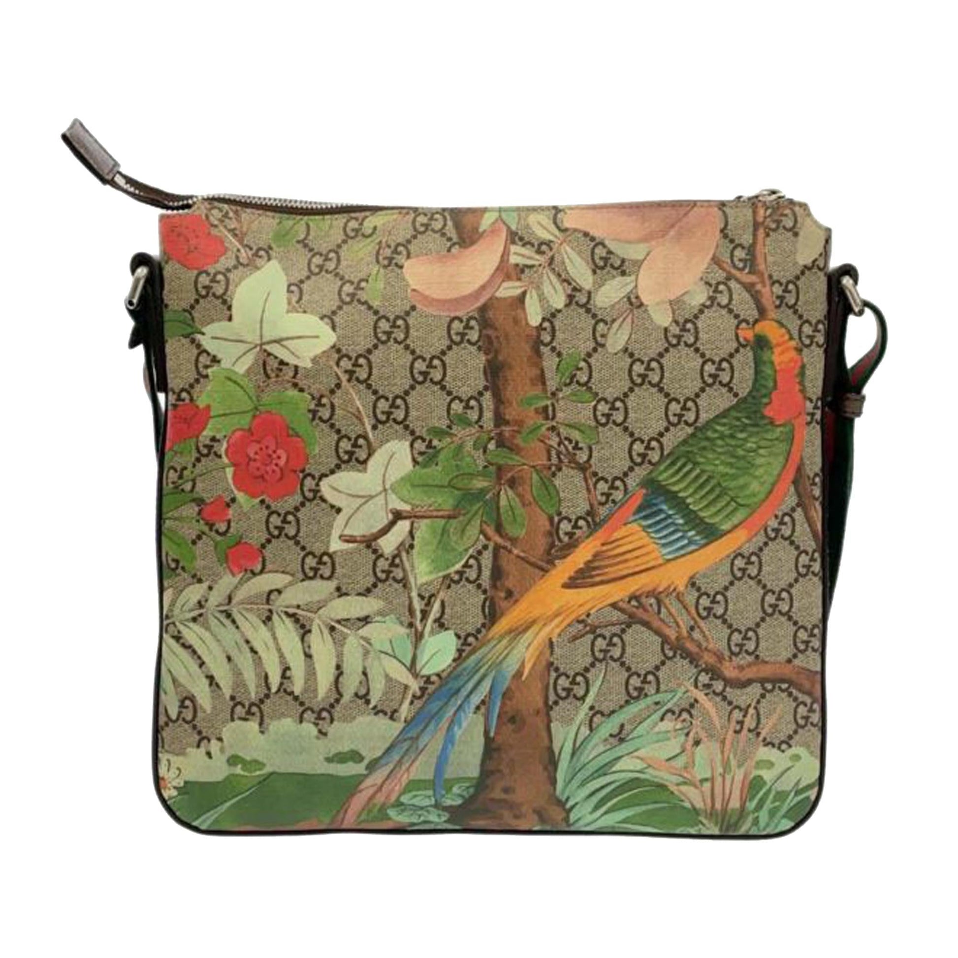 Gucci GG Supreme Tian SHG-gsQAFN Canvas Brown Crossbody Bag