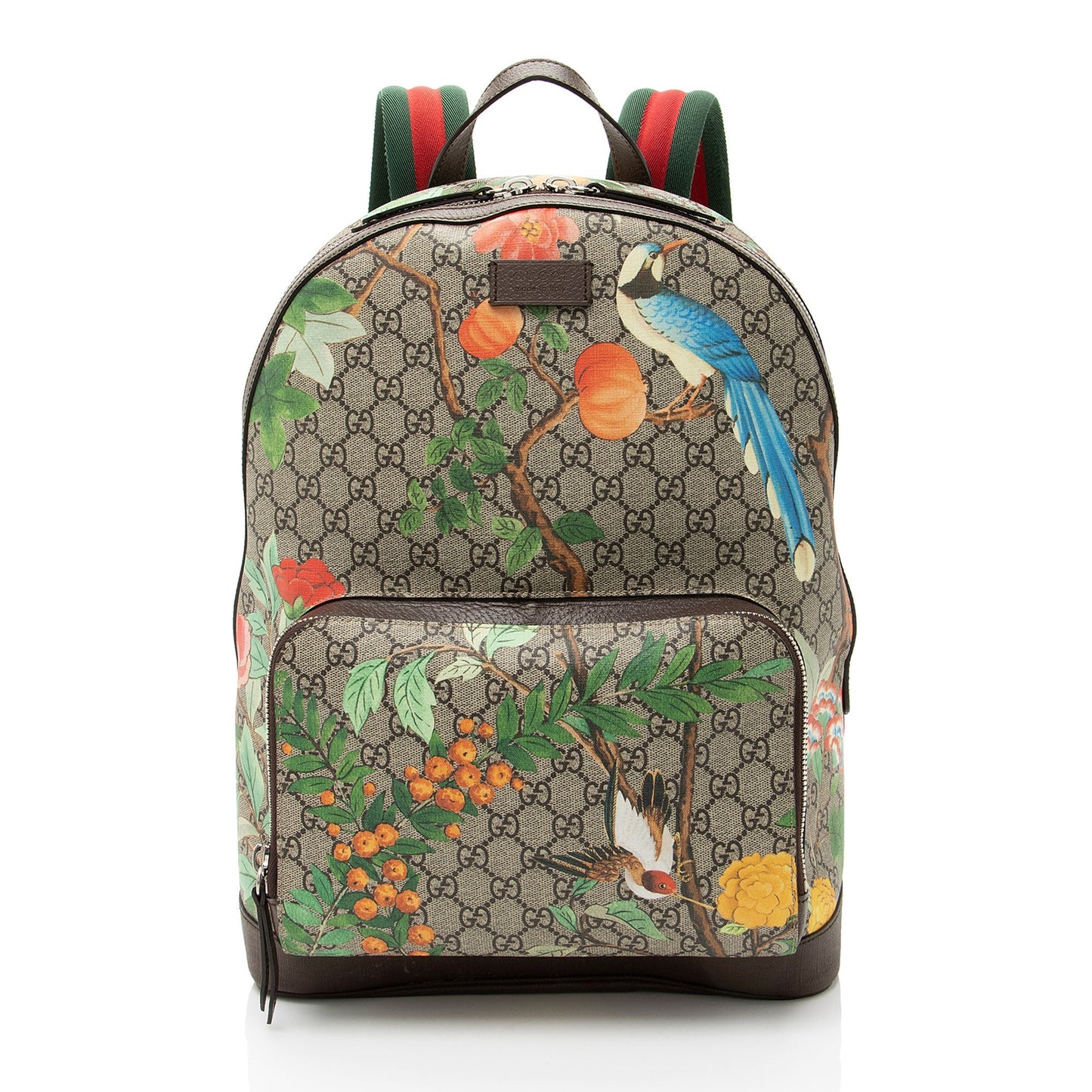 Gucci GG Supreme Tian Day Backpack Leather Canvas Nylon Beige Shoulder Bag