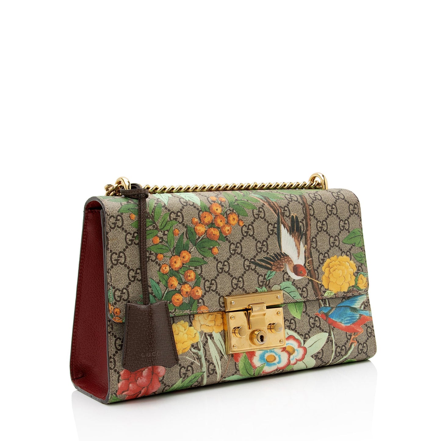 Gucci GG Supreme Tian Padlock SHF-DYWYrW Leather Canvas Beige Shoulder Bag