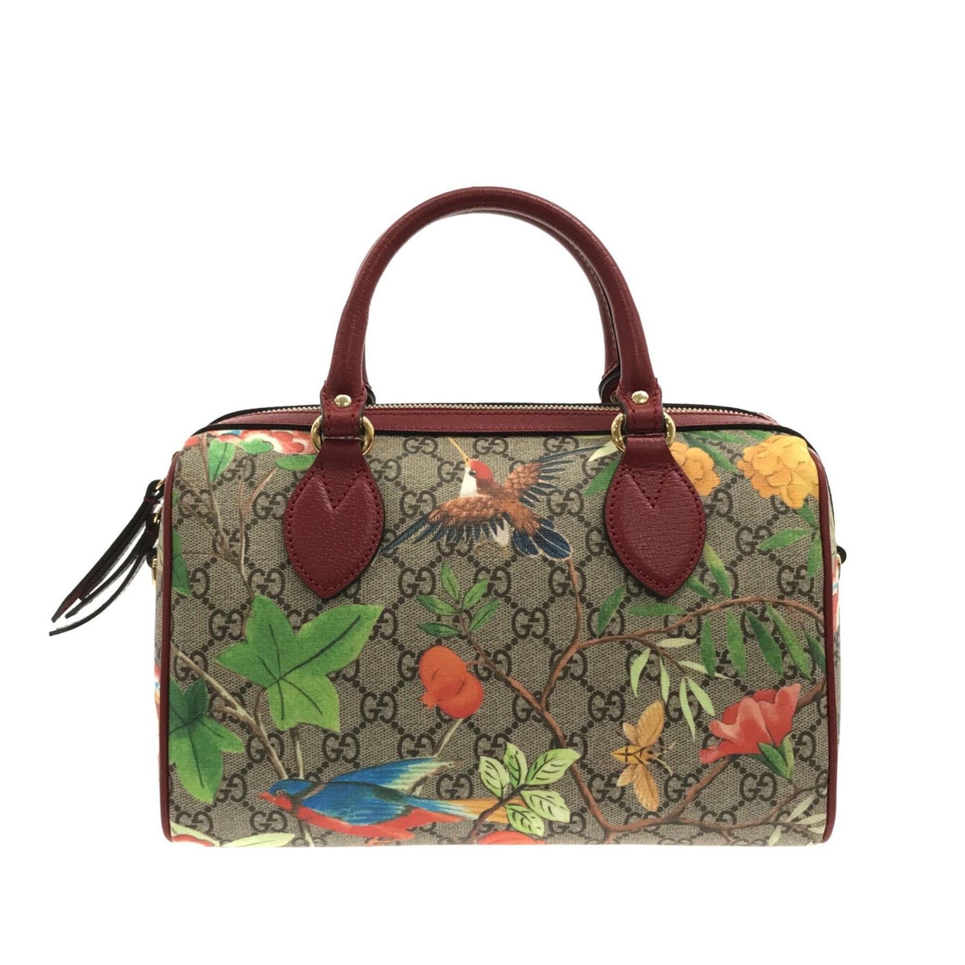 Gucci GG Supreme Tian SHG-94ff3V Canvas Calf Brown Satchel Bag