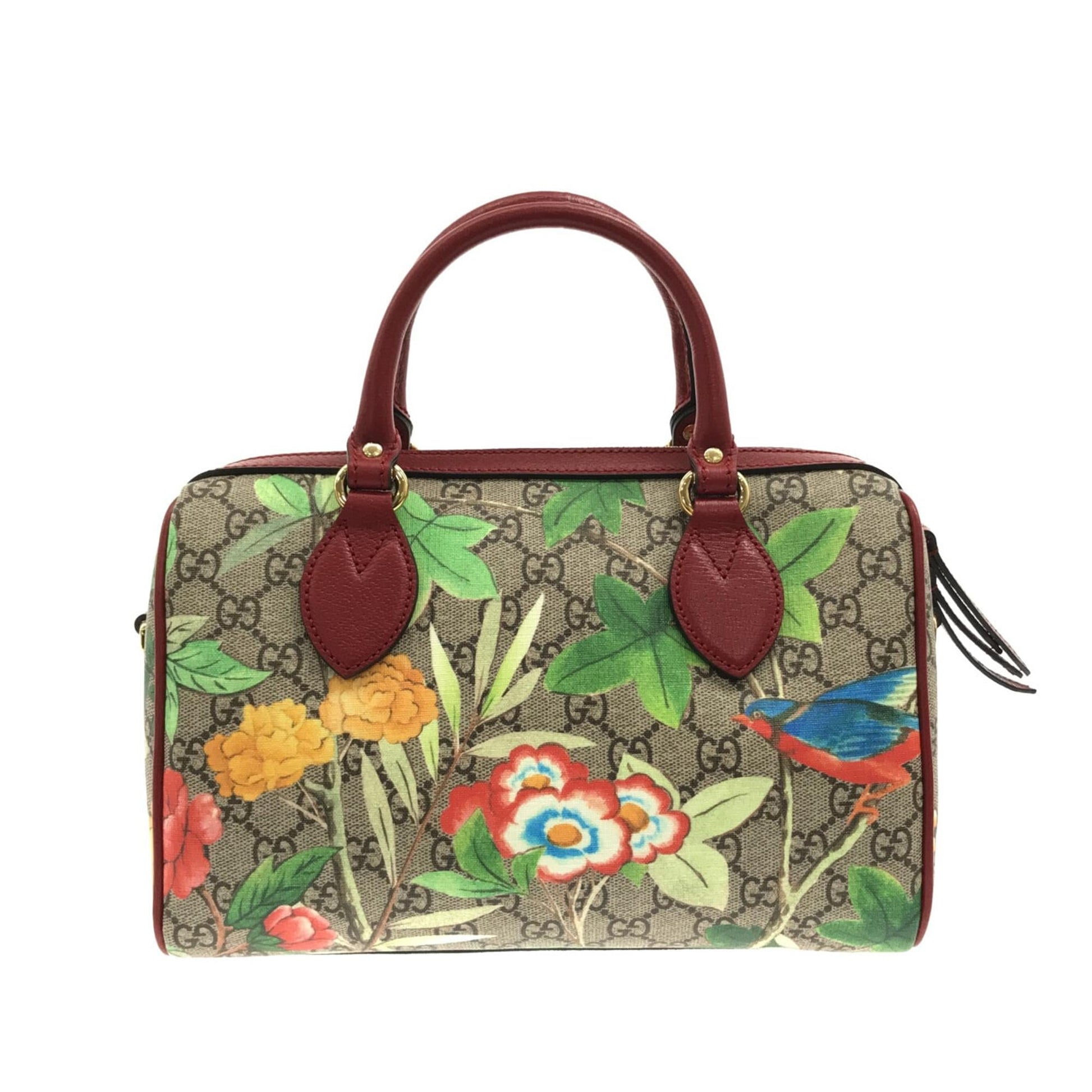 Gucci GG Supreme Tian SHG-94ff3V Canvas Calf Brown Satchel Bag
