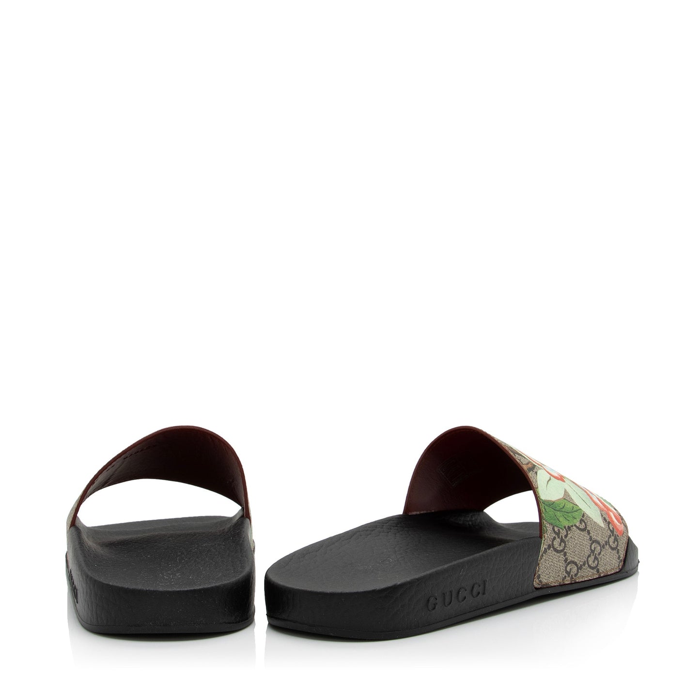Gucci GG Supreme Tian Slides - Canvas Black Beige Shoes