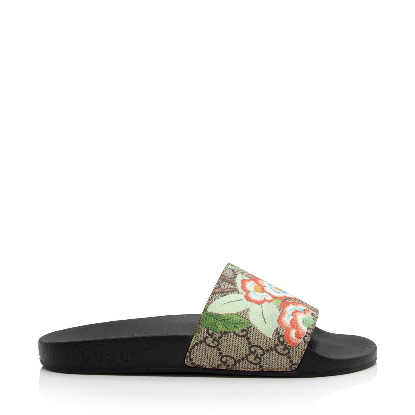 Gucci GG Supreme Tian Slides - Canvas Black Beige Shoes