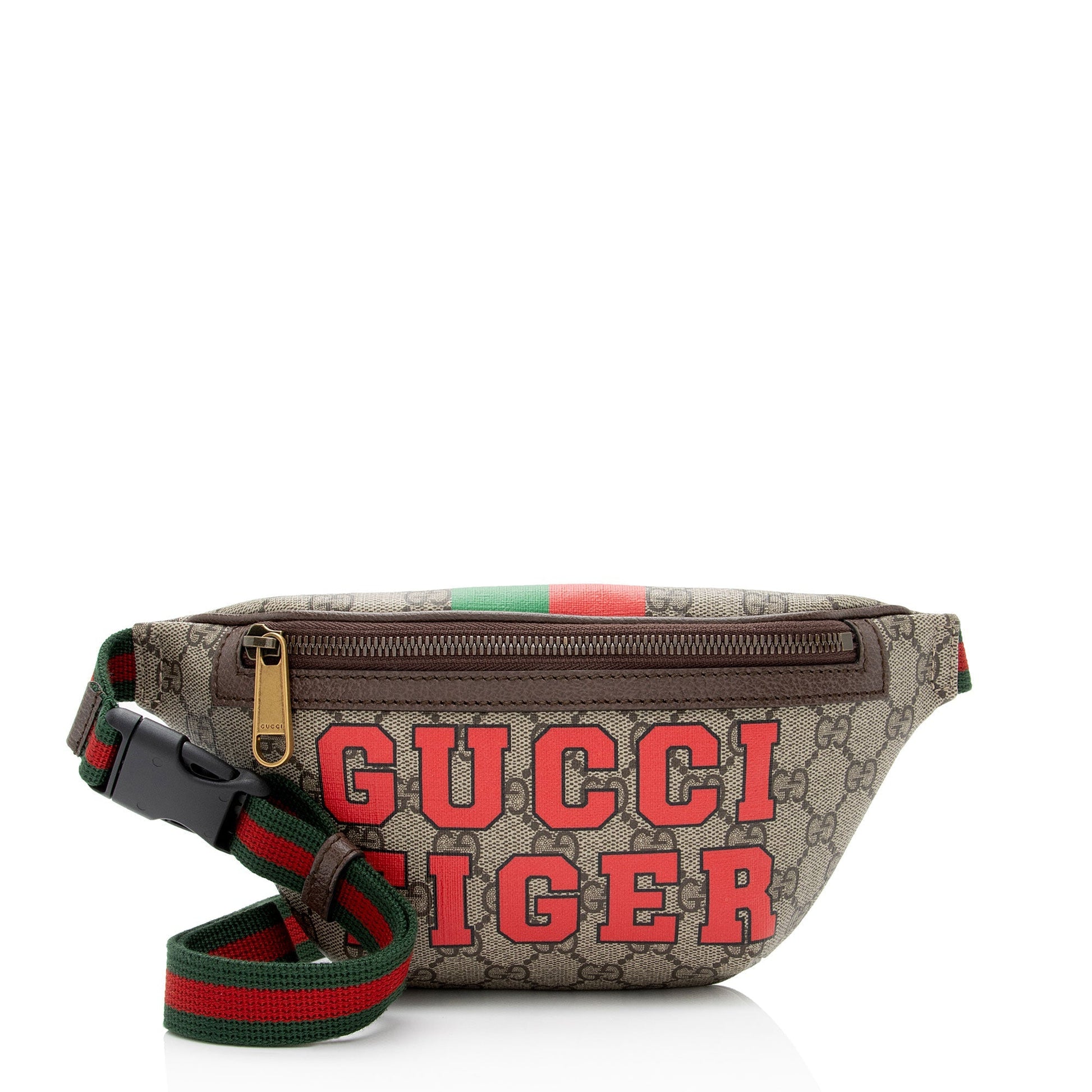 Gucci GG Supreme Tiger Belt SHF-uOGrKL Leather Canvas Nylon Brown Accessory
