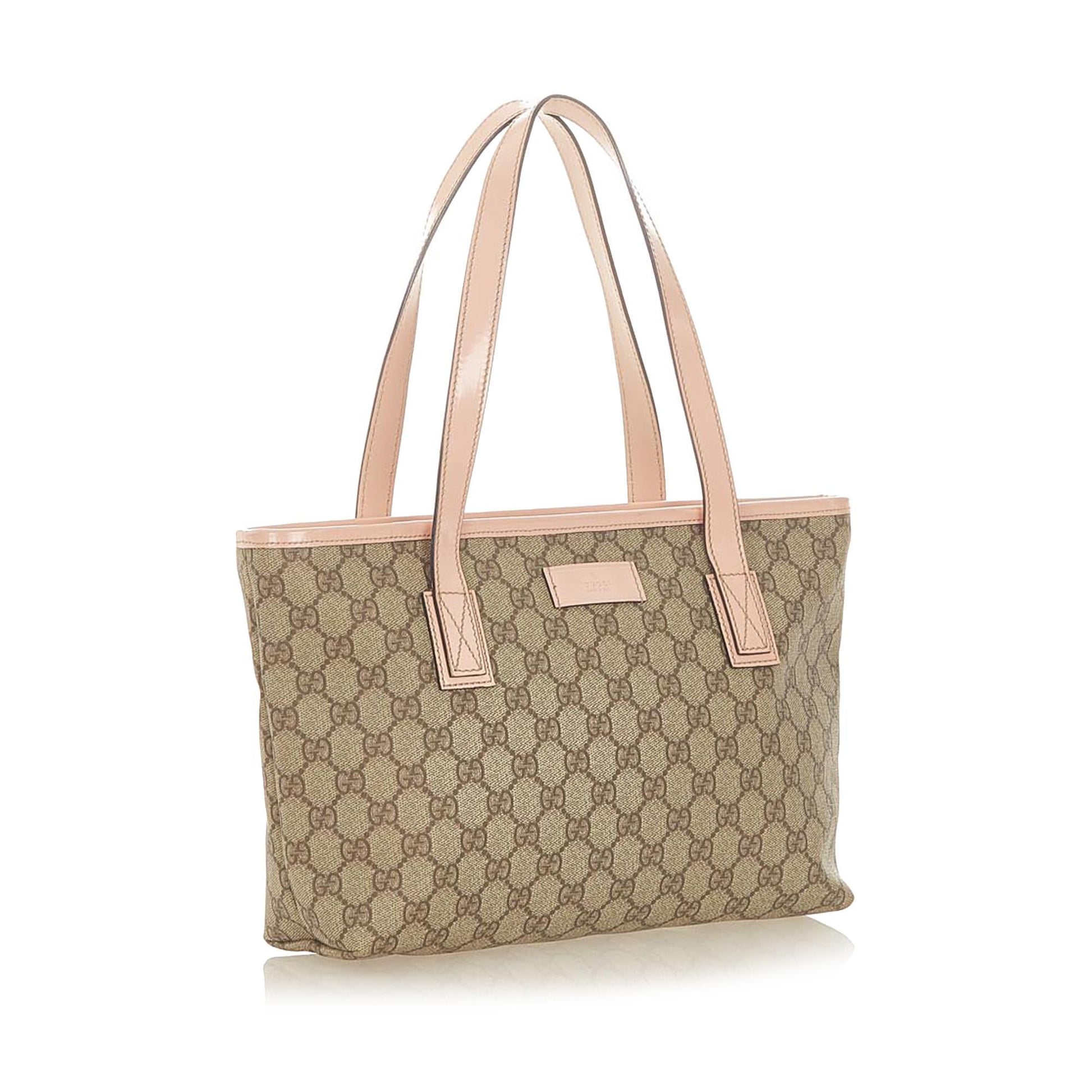 Gucci GG Supreme SHG Canvas Brown Pink Tote Bag