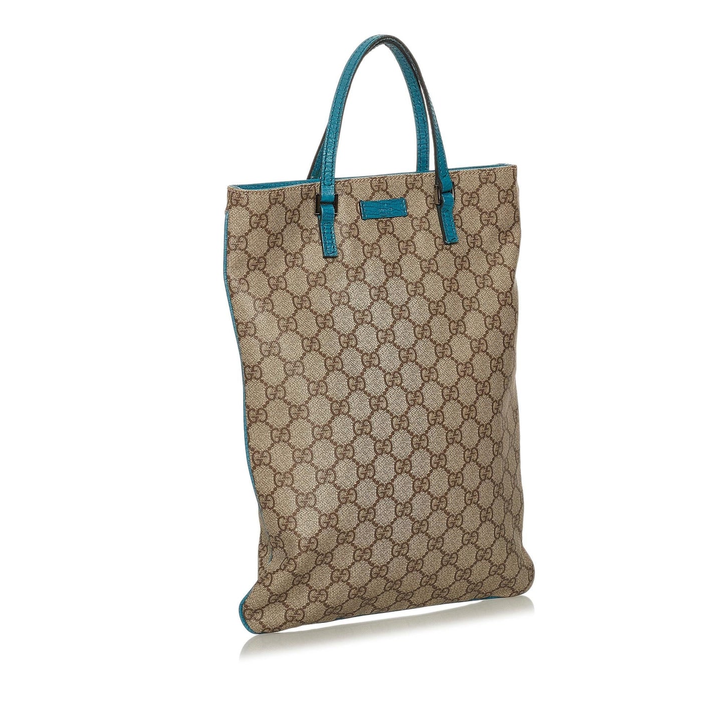 Gucci GG Supreme SHG Canvas Calf Brown Blue Tote Bag