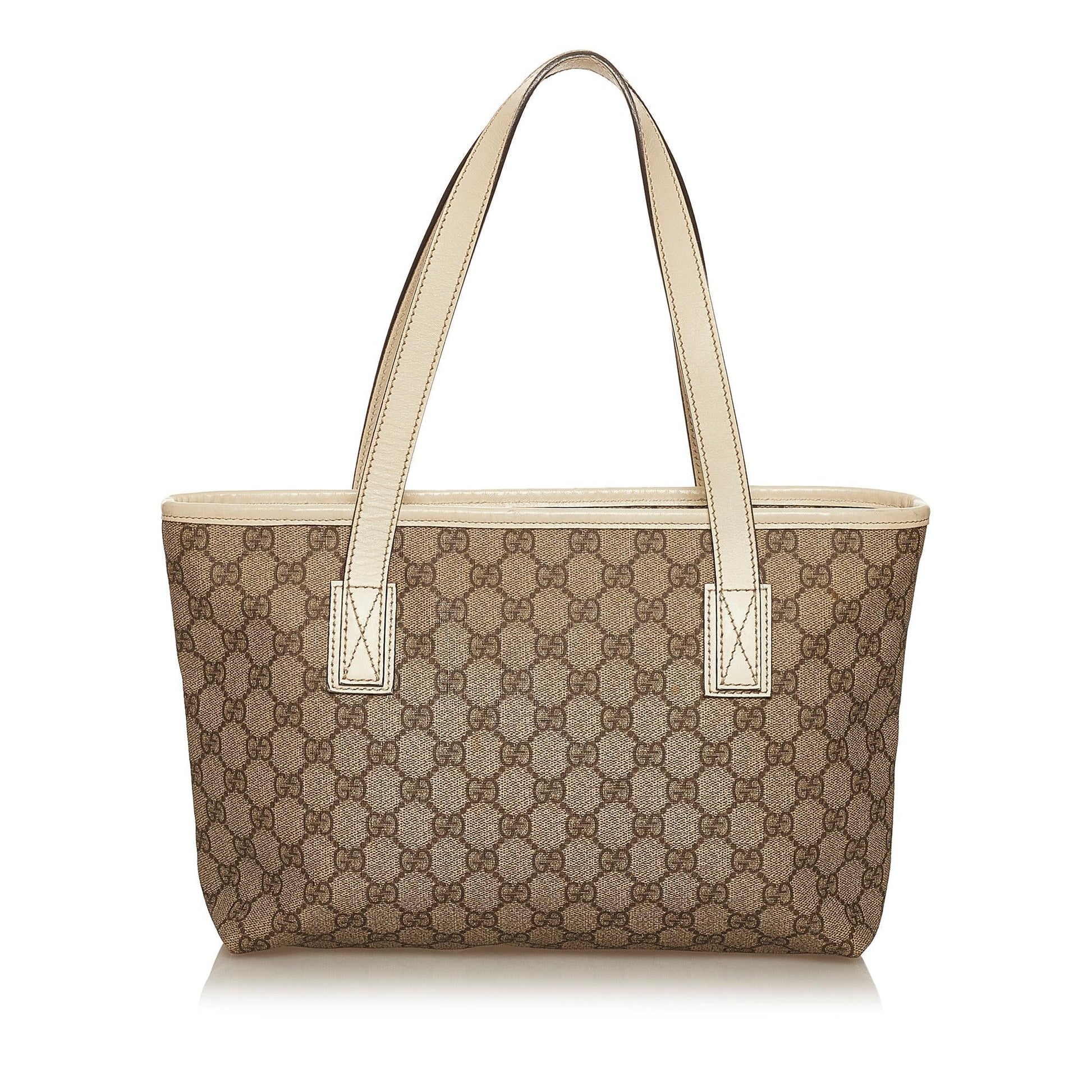 Gucci GG Supreme SHG Canvas White Brown Tote Bag