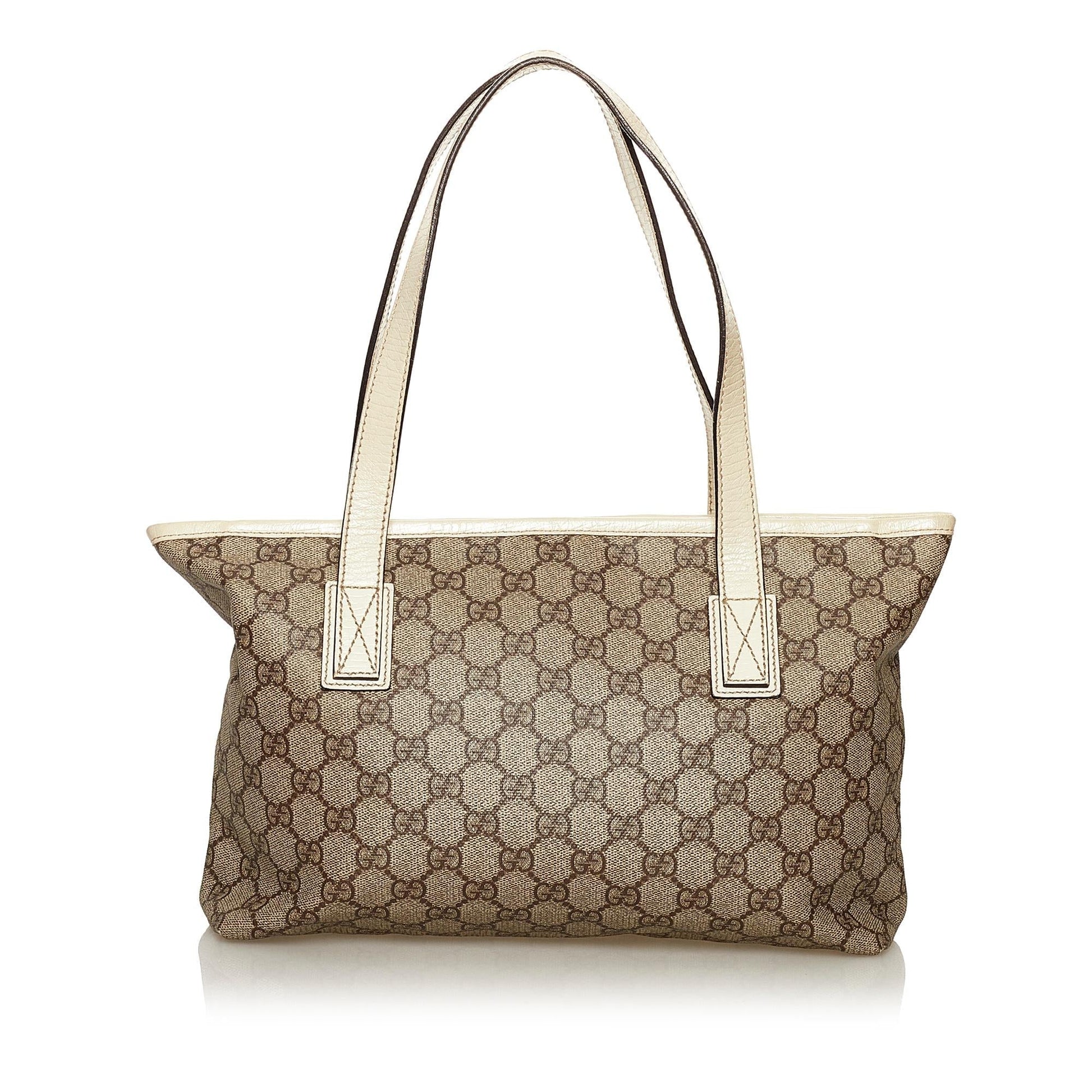 Gucci GG Supreme SHG Canvas White Brown Tote Bag Bag Shg