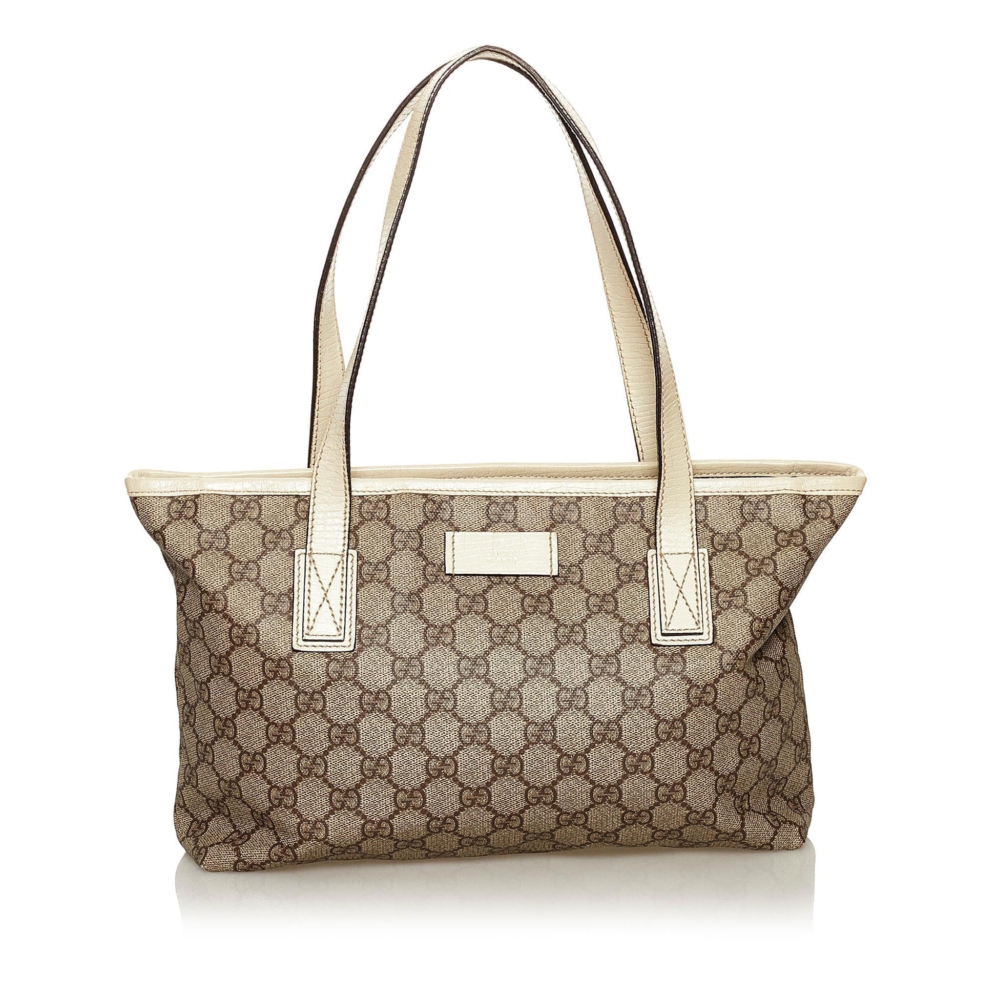 Gucci GG Supreme SHG Canvas White Brown Tote Bag Bag Shg