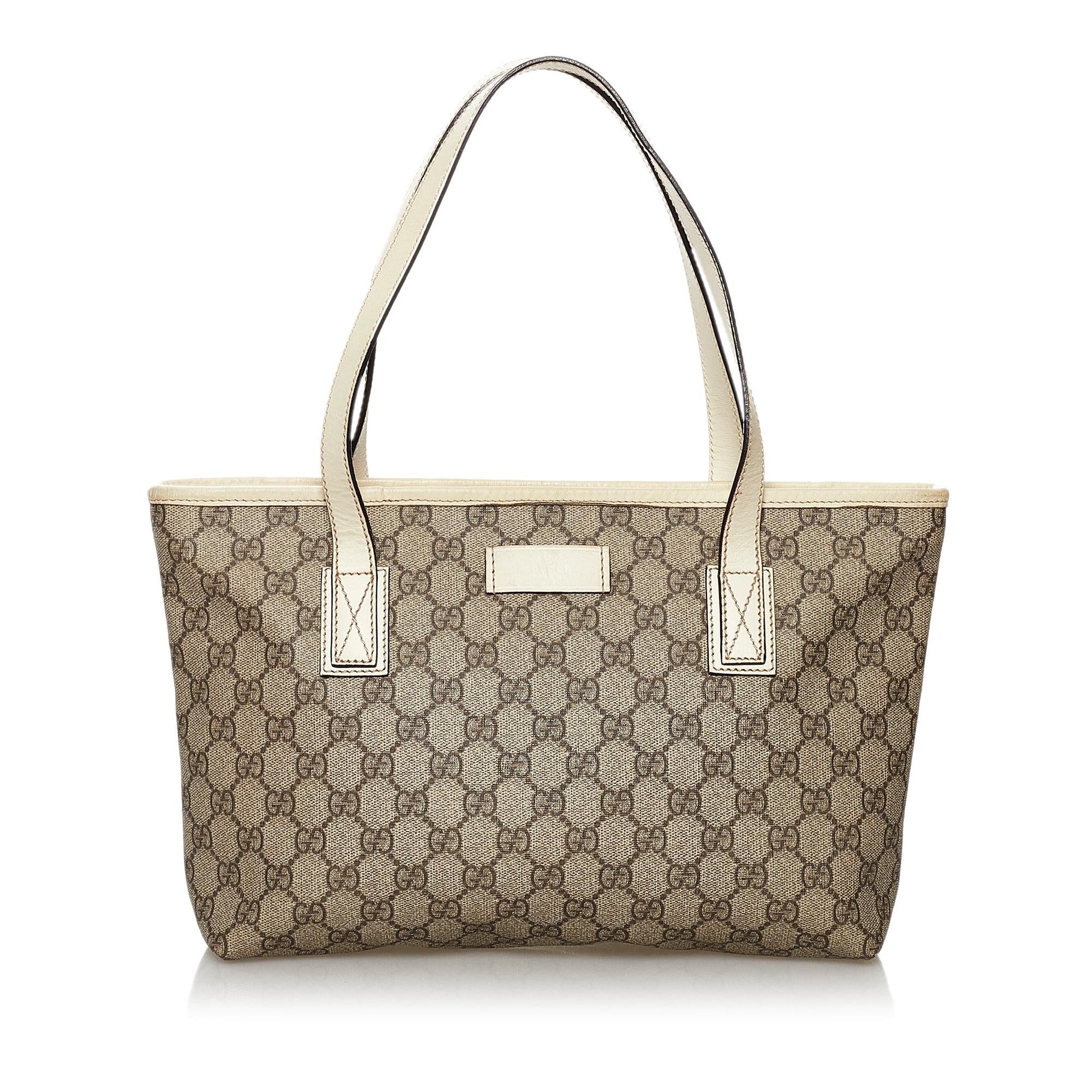 Gucci GG Supreme SHG Canvas White Brown Tote Bag 3