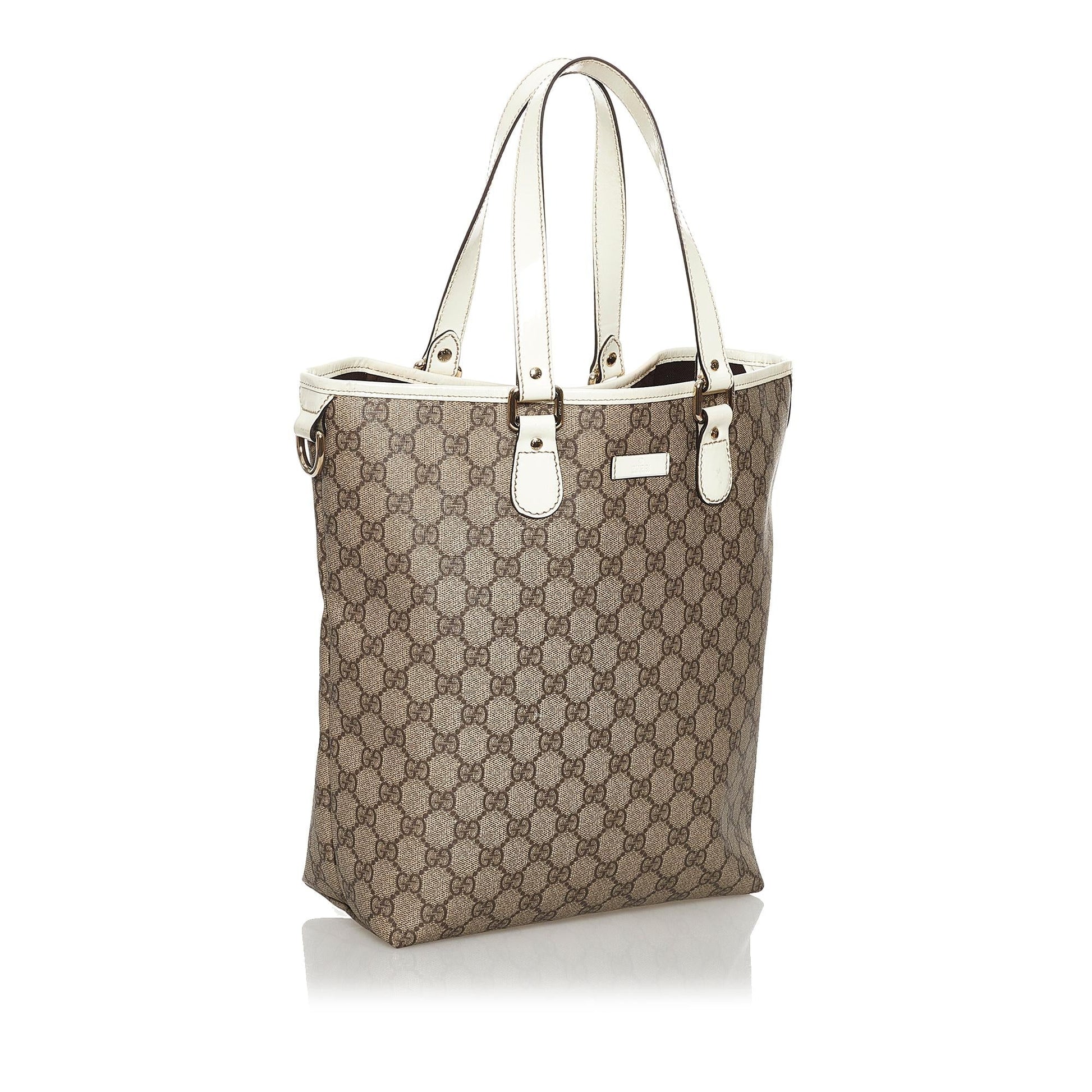 Gucci GG Supreme SHG Canvas White Brown Tote Bag 4