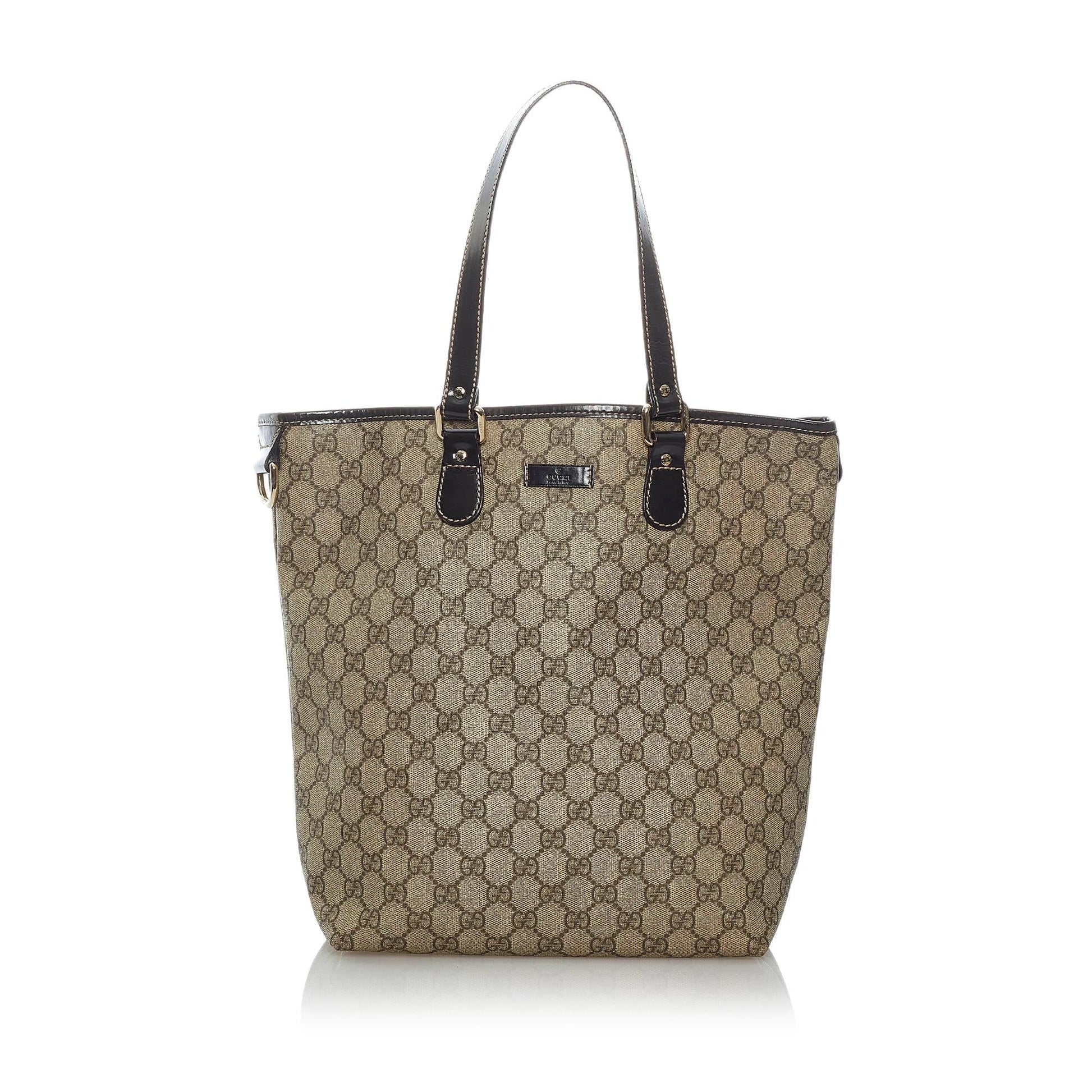 Gucci GG Supreme SHG Canvas Calf Brown Tote Bag 5