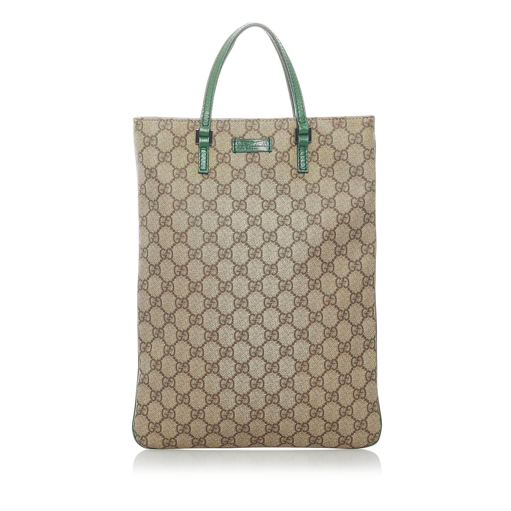 Gucci GG Supreme SHG Canvas Brown Green Tote Bag