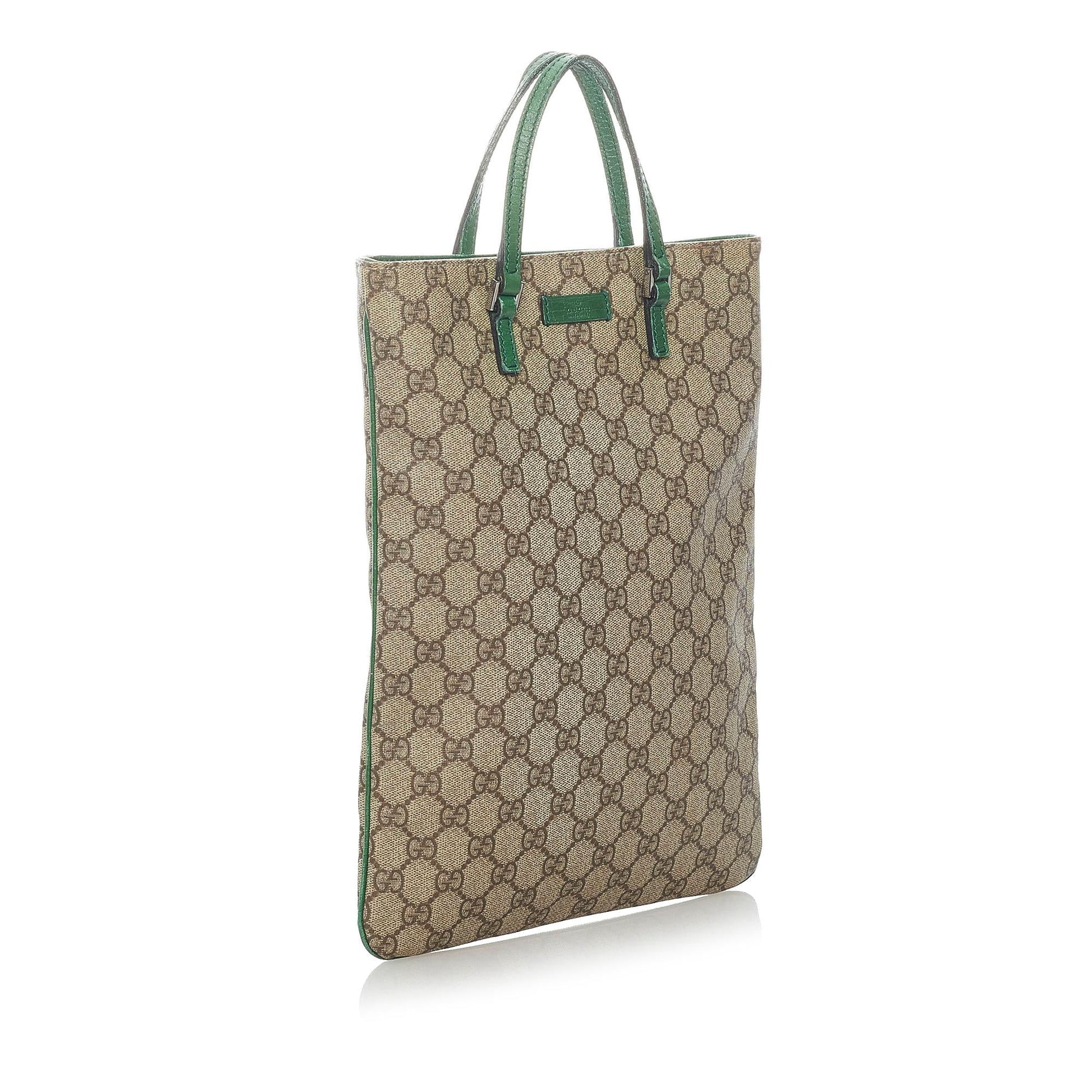 Gucci GG Supreme SHG Canvas Brown Green Tote Bag