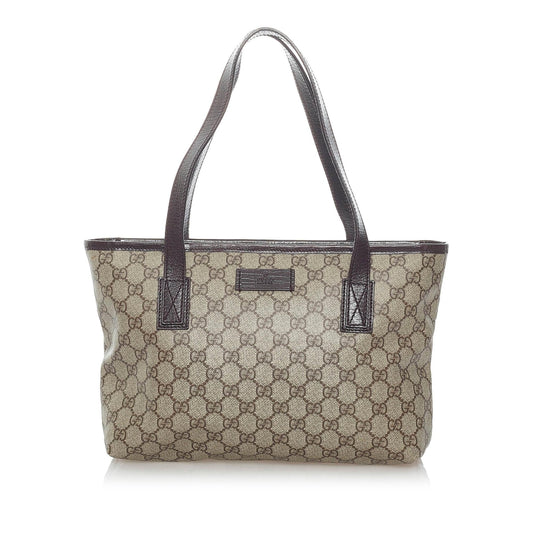Gucci GG Supreme SHG Canvas Calf Brown Tote Bag 6