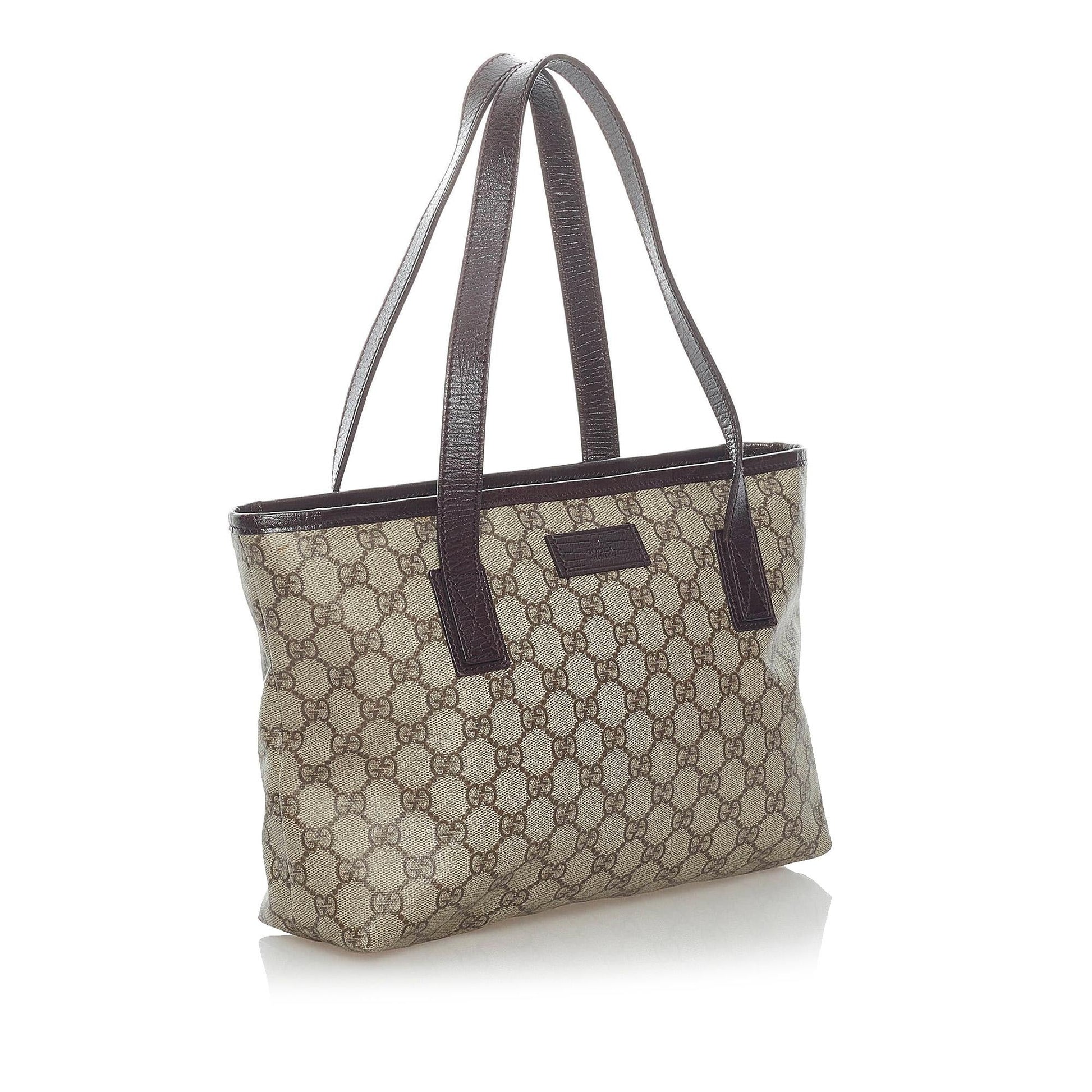Gucci GG Supreme SHG Canvas Calf Brown Tote Bag 6