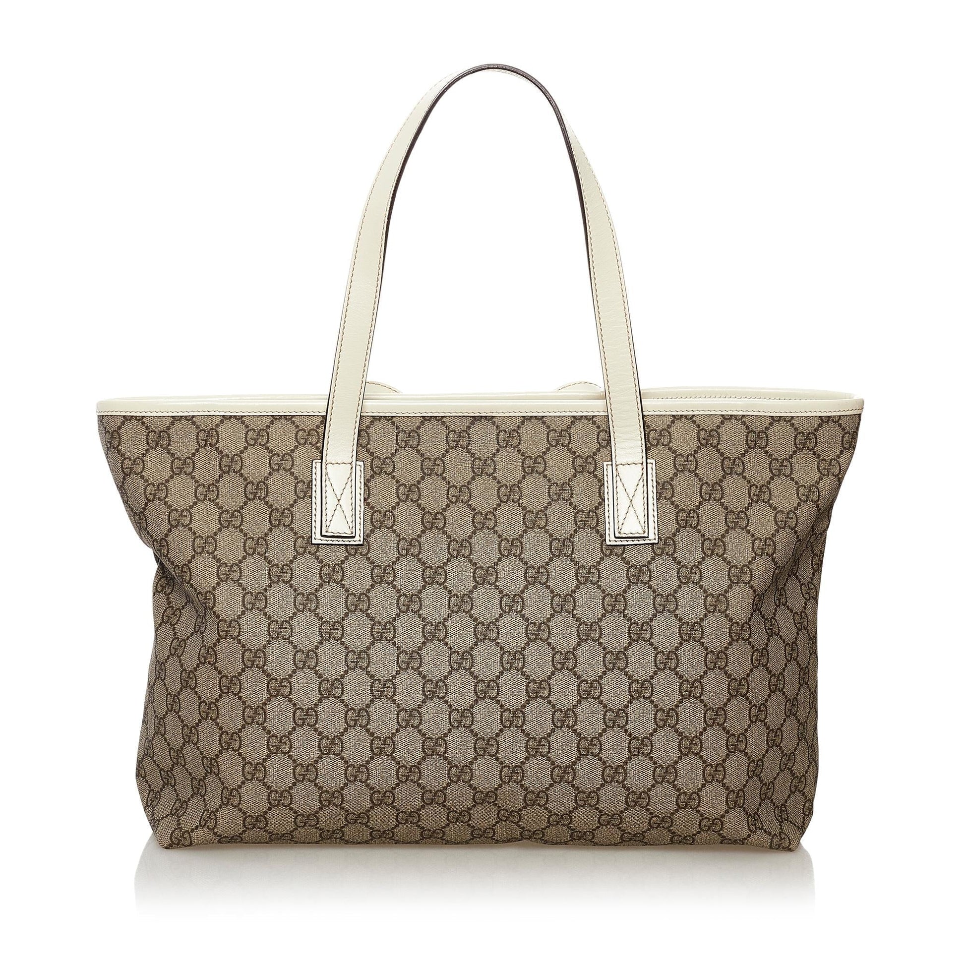 Gucci GG Supreme SHG Canvas White Brown Tote Bag 7