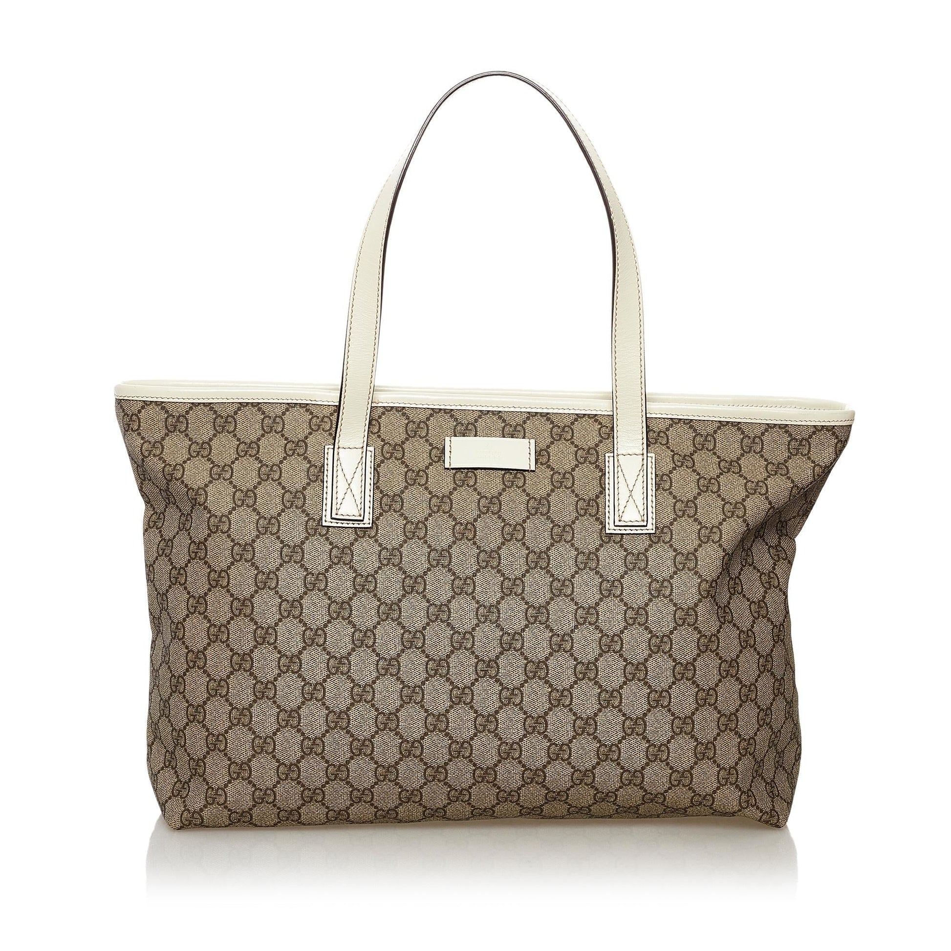 Gucci GG Supreme SHG Canvas White Brown Tote Bag 7