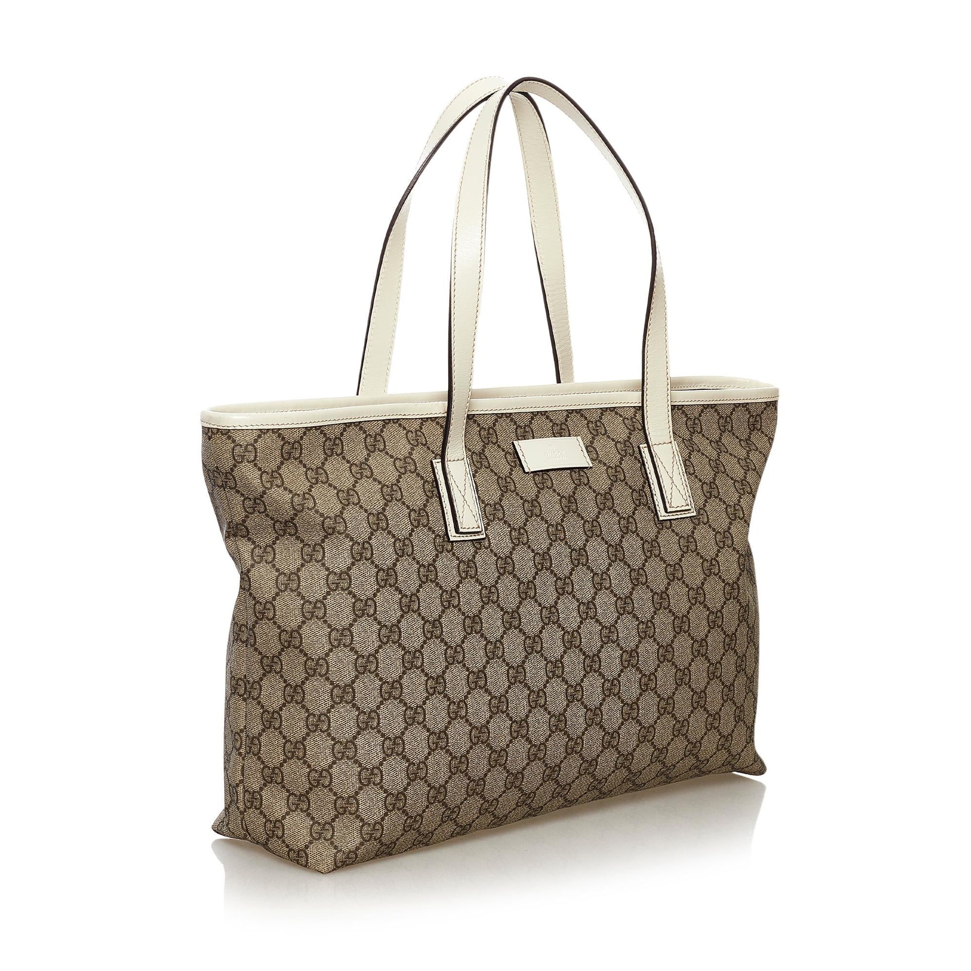 Gucci GG Supreme SHG Canvas White Brown Tote Bag 7