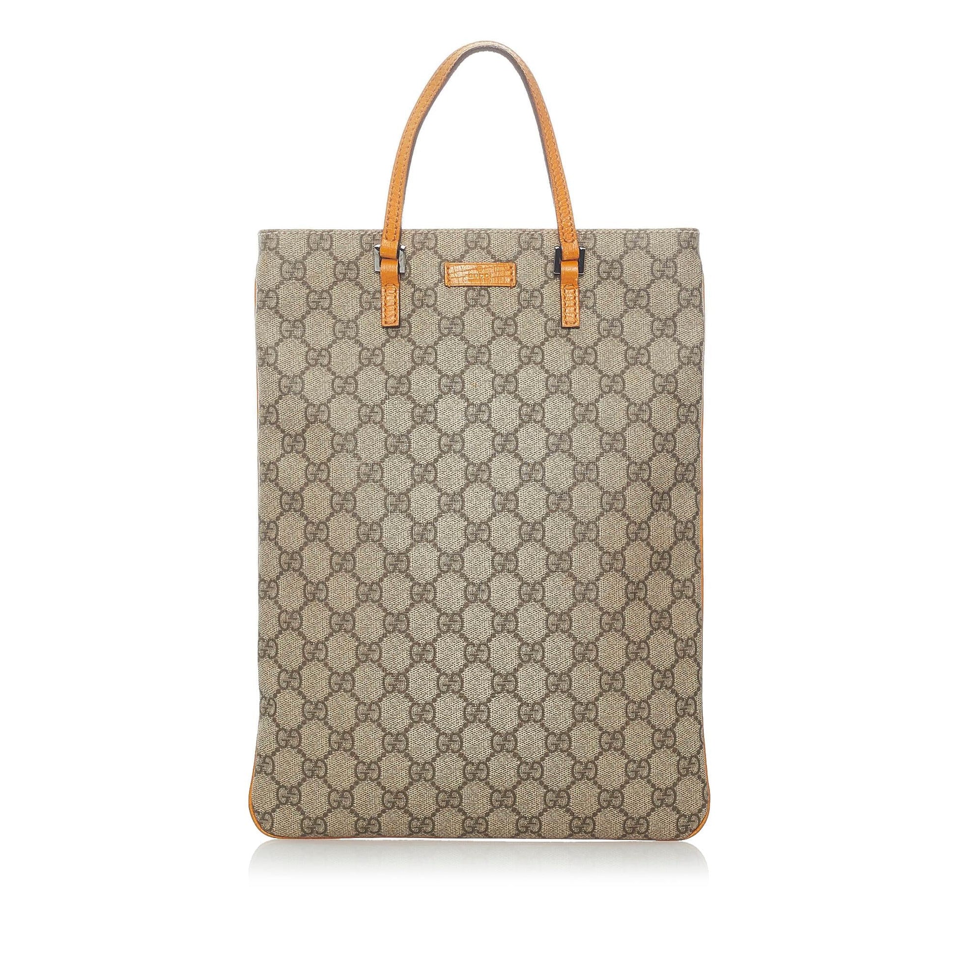 Gucci GG Supreme SHG Canvas Calf Brown Tote Bag