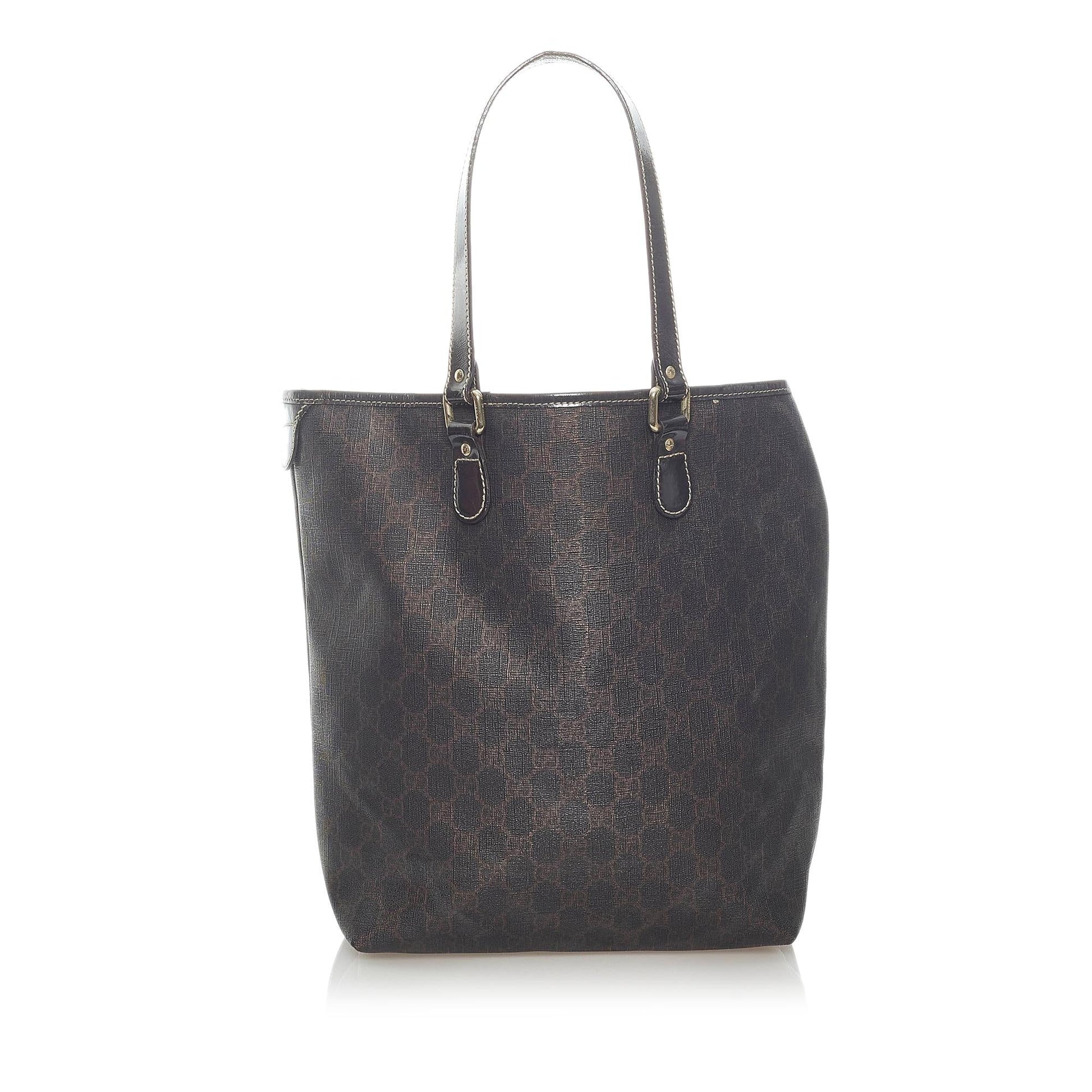 Gucci GG Supreme SHG Canvas Calf Brown Tote Bag Bag Shg