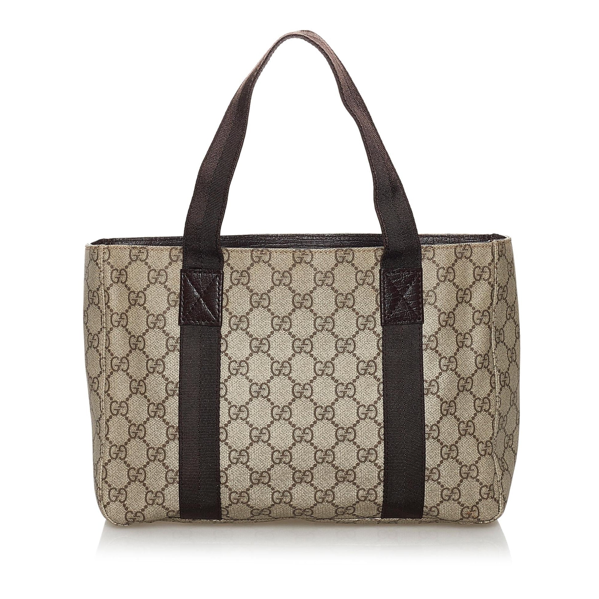 Gucci GG Supreme SHG Canvas Calf Brown Tote Bag Tote Shg