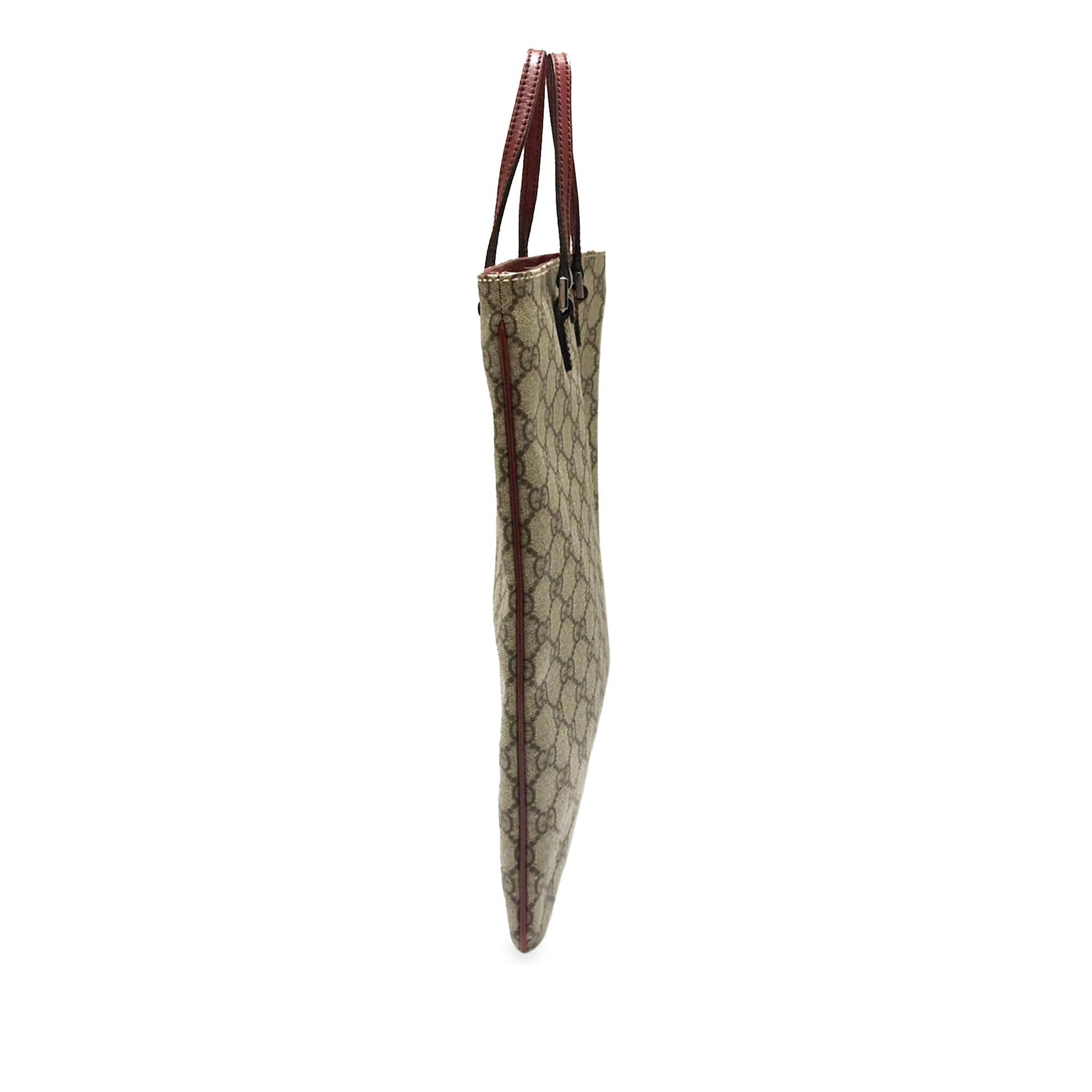 Gucci GG Supreme SHG-WOu9aR Canvas Calf Brown Red Tote Bag