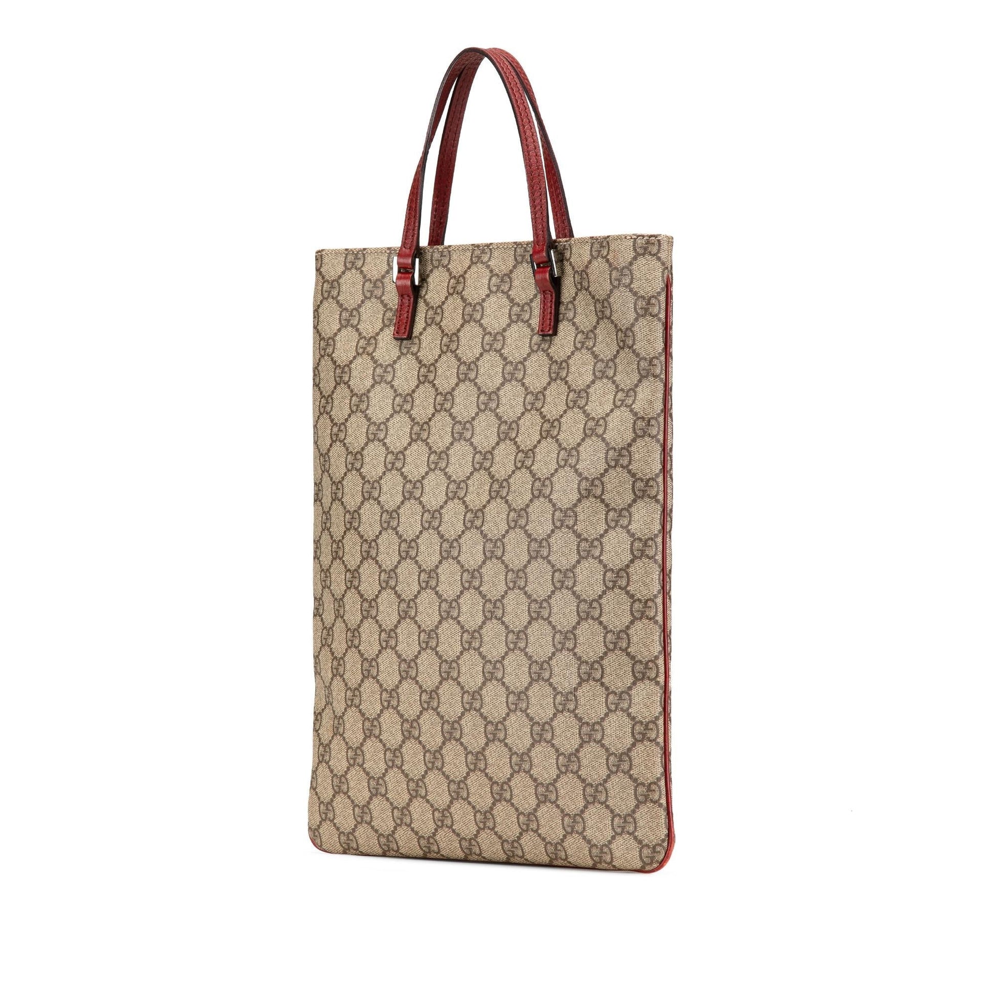 Gucci GG Supreme Canvas Calf Brown Red Tote Bag Supreme Tote