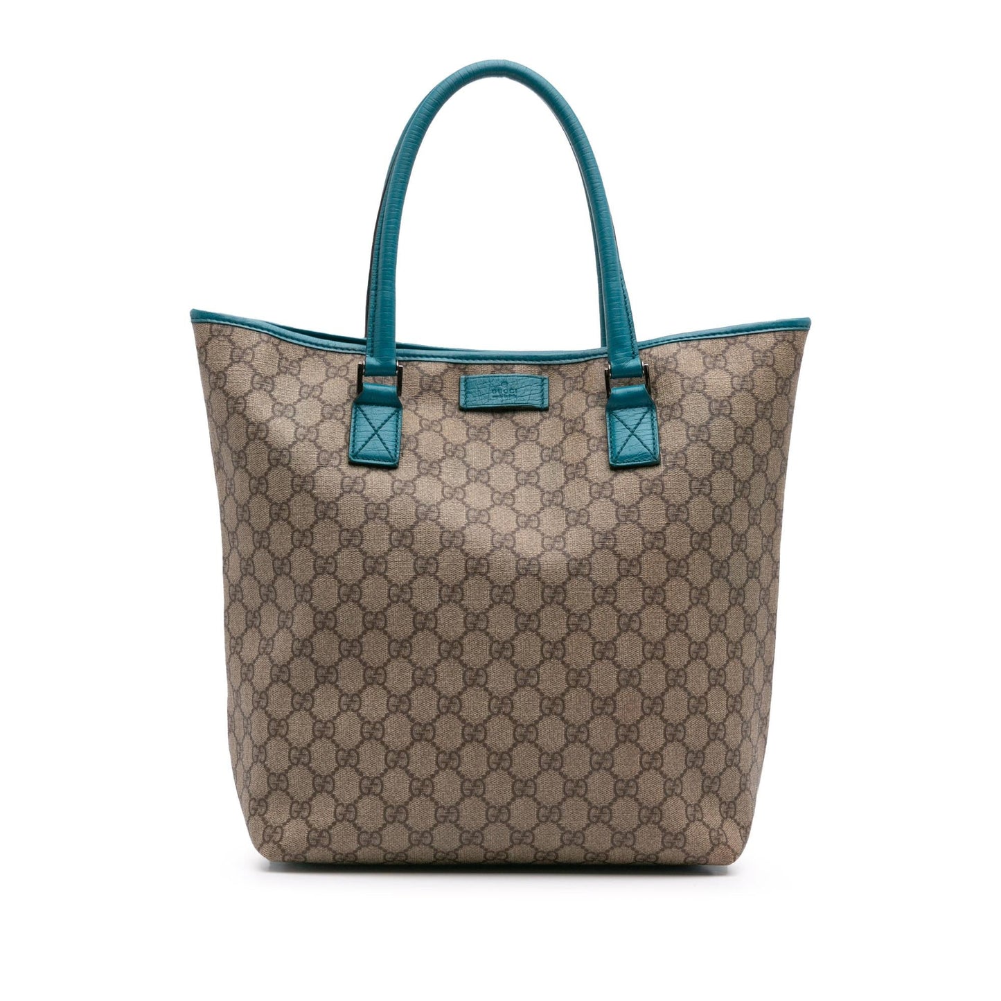 Gucci GG Supreme Canvas Calf Brown Blue Tote Bag