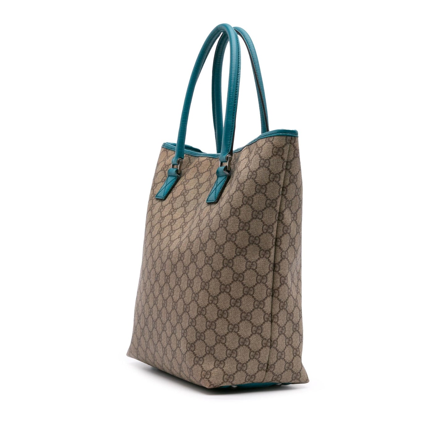 Gucci GG Supreme Canvas Calf Brown Blue Tote Bag