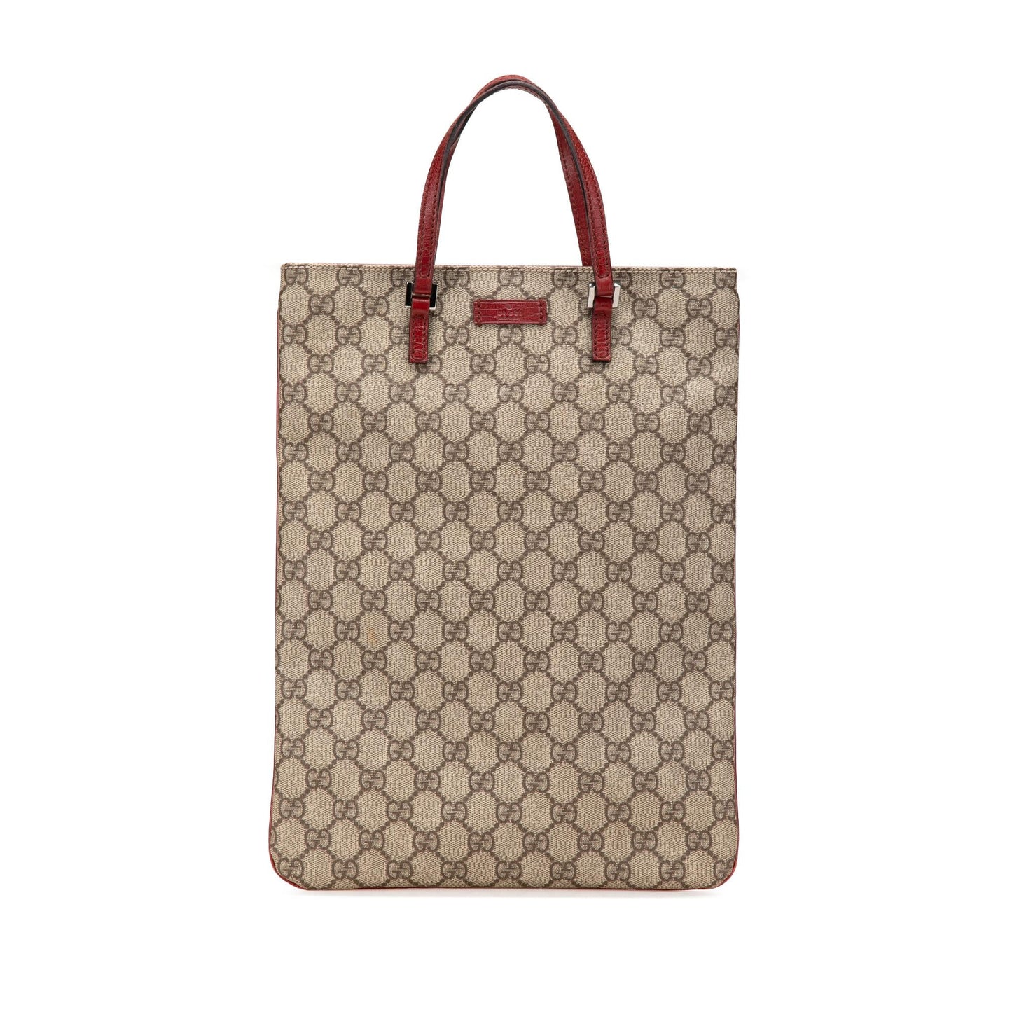Gucci GG Supreme Canvas Calf Brown Red Tote Bag