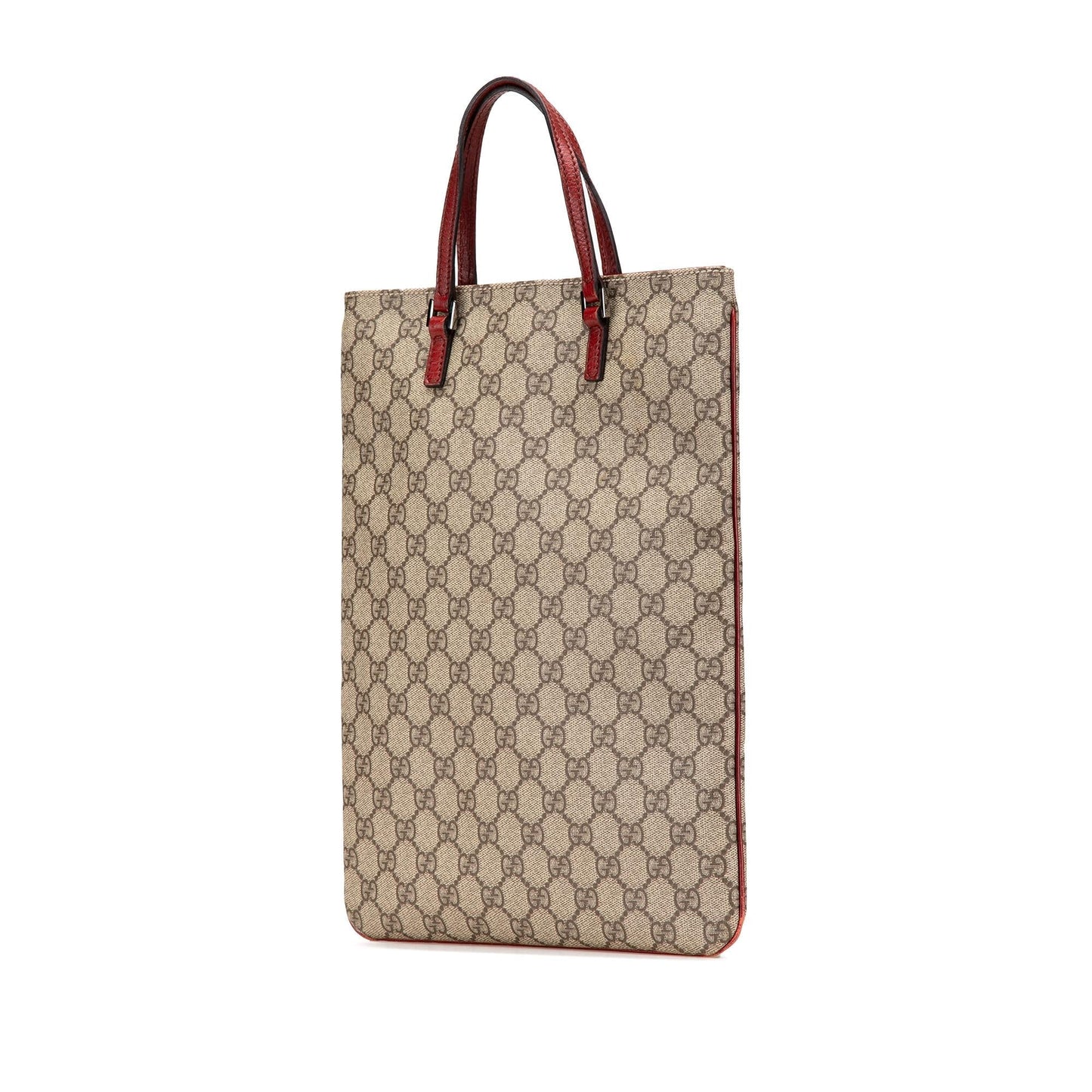 Gucci GG Supreme Canvas Calf Brown Red Tote Bag