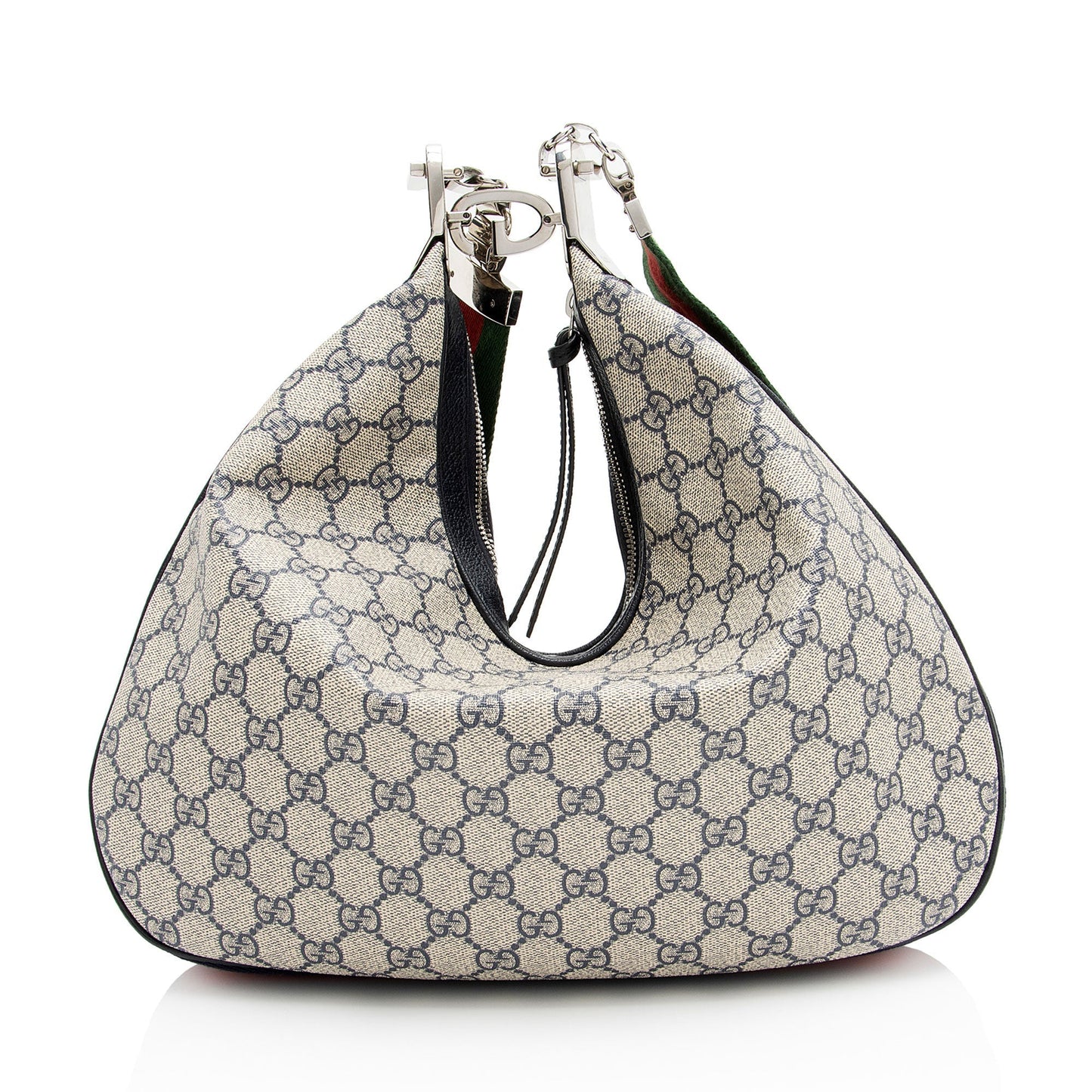 Gucci GG Supreme Web Attache Leather Canvas Nylon Beige Shoulder Bag