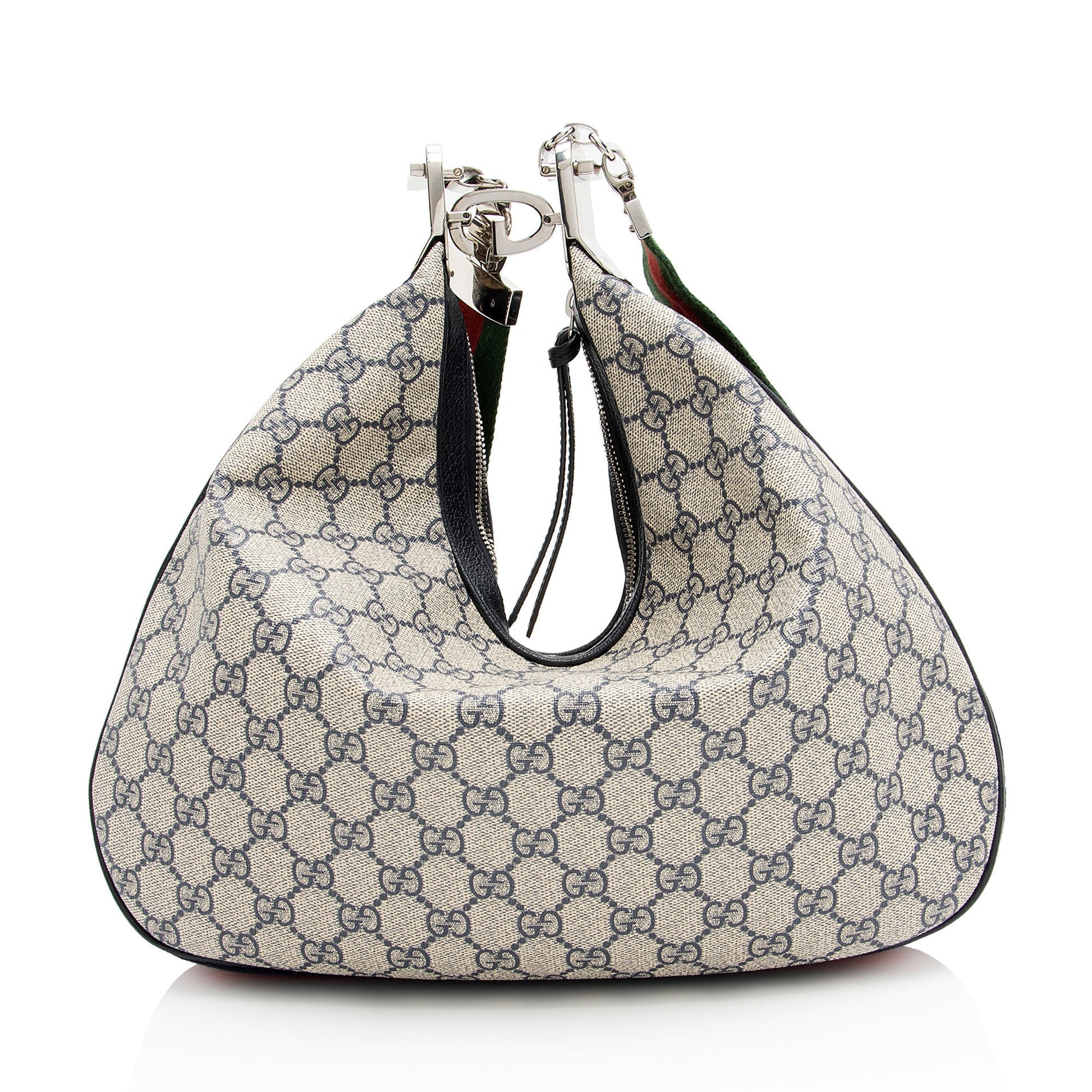 Gucci GG Supreme Web Attache Leather Canvas Nylon Beige Shoulder Bag