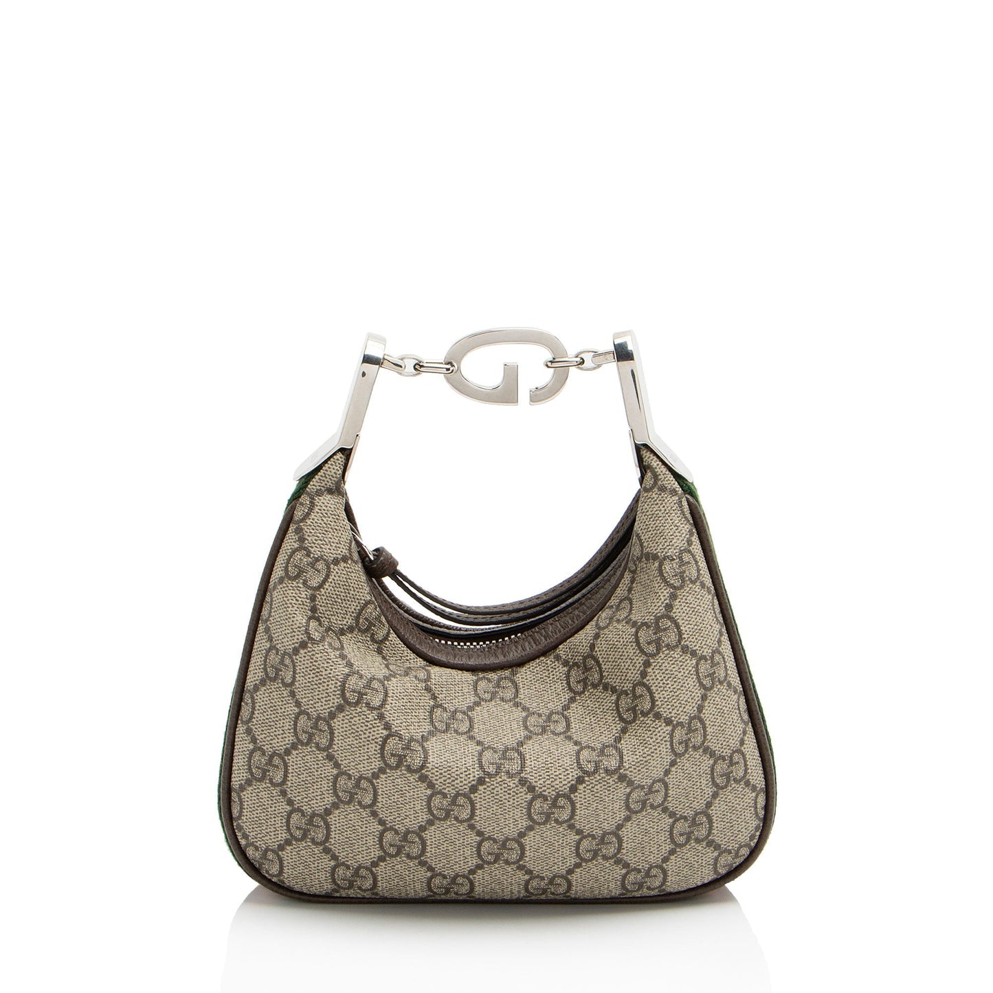 Gucci GG Supreme Web Attache Leather Canvas Nylon Brown Clutch Bag