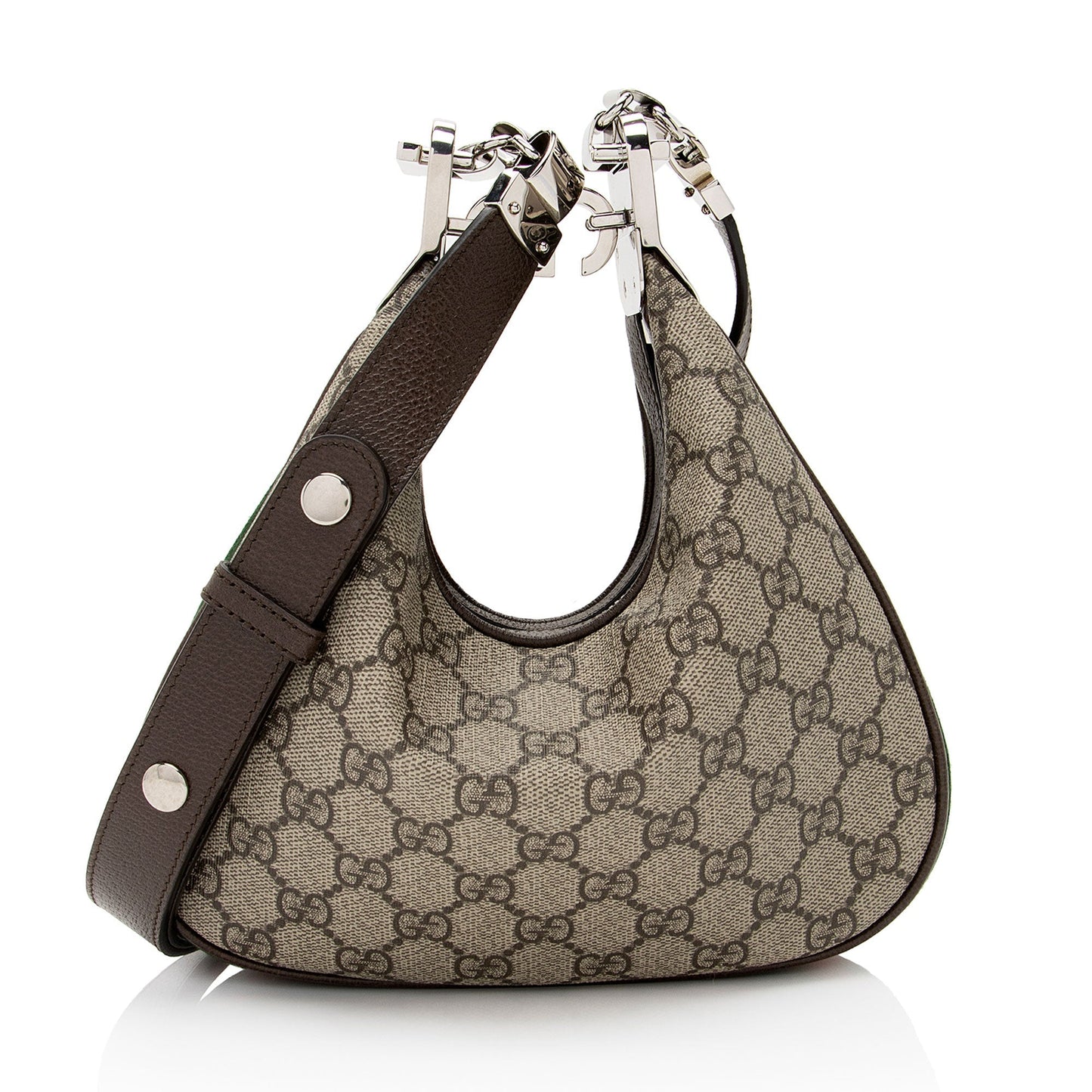 Gucci GG Supreme Web Attache SHF-sxZNBL Leather Canvas Nylon Brown Crossbody Bag
