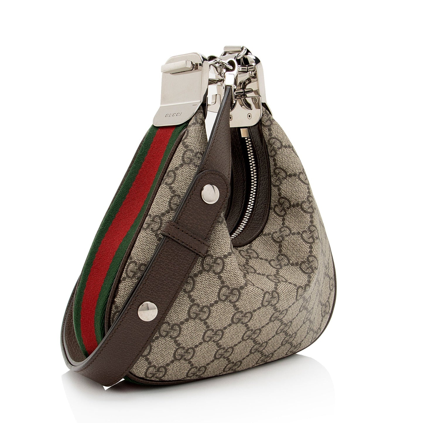 Gucci GG Supreme Web Attache SHF-sxZNBL Leather Canvas Nylon Brown Crossbody Bag
