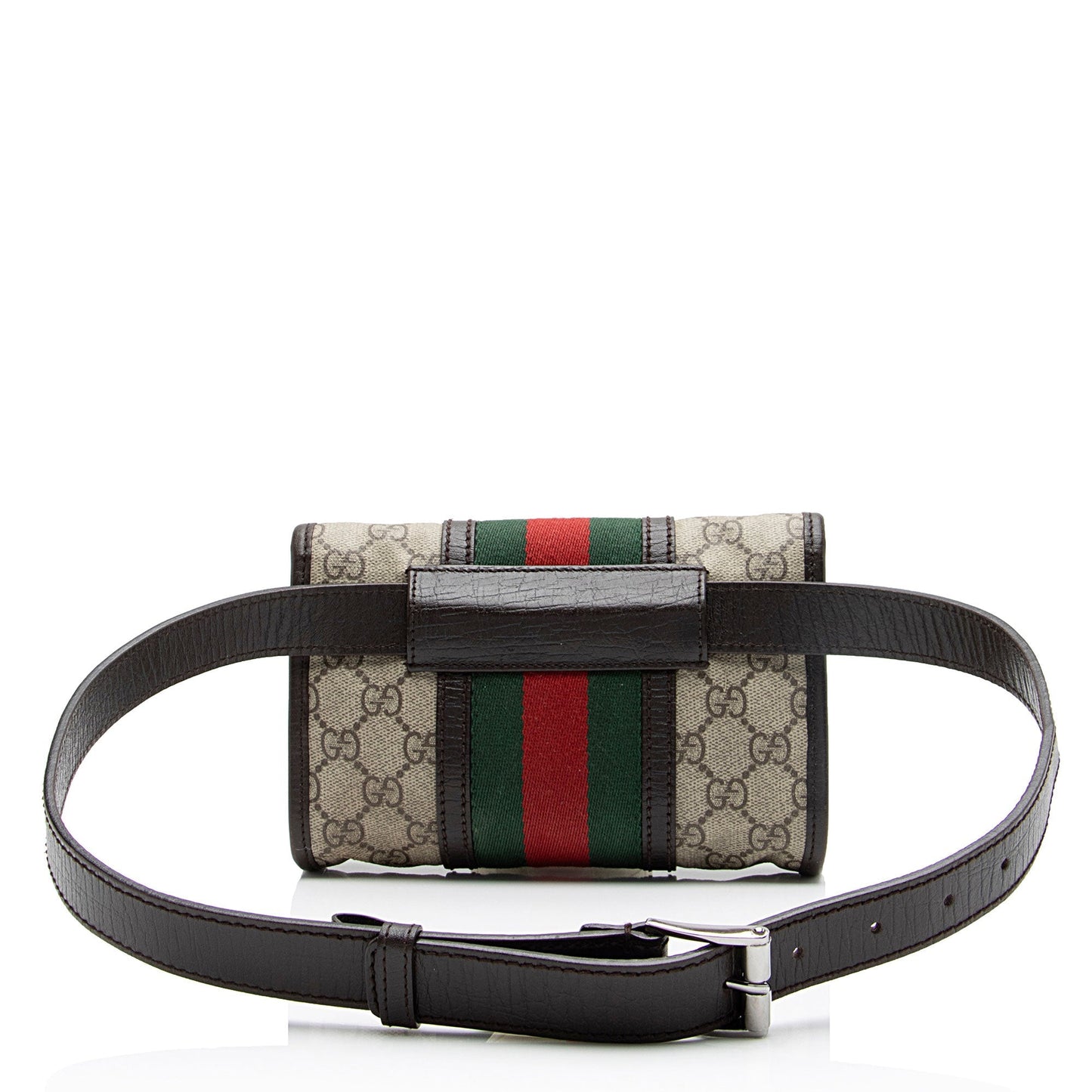 Gucci GG Supreme Web Belt SHF-Bdkuvr Leather Canvas Nylon Brown Accessory