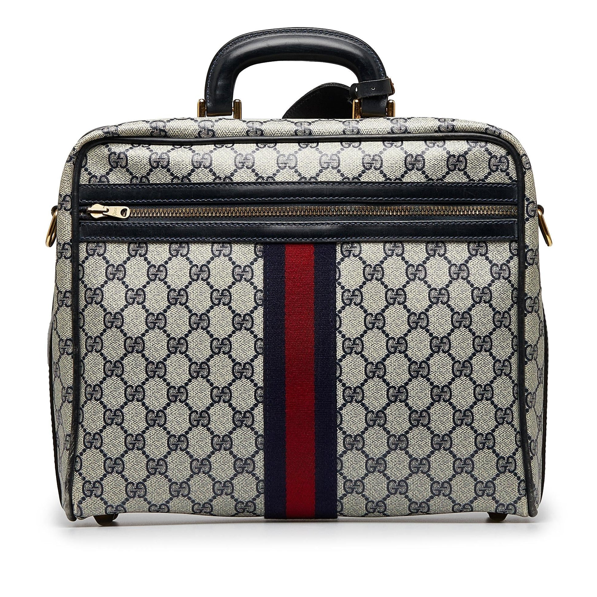 Gucci GG Supreme Web Business SHG-zyhuKS Canvas Calf Grey Tote Bag