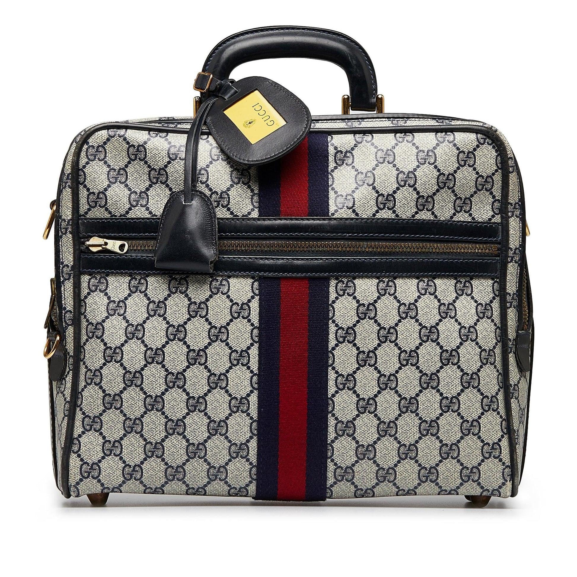 Gucci GG Supreme Web Business SHG-zyhuKS Canvas Calf Grey Tote Bag