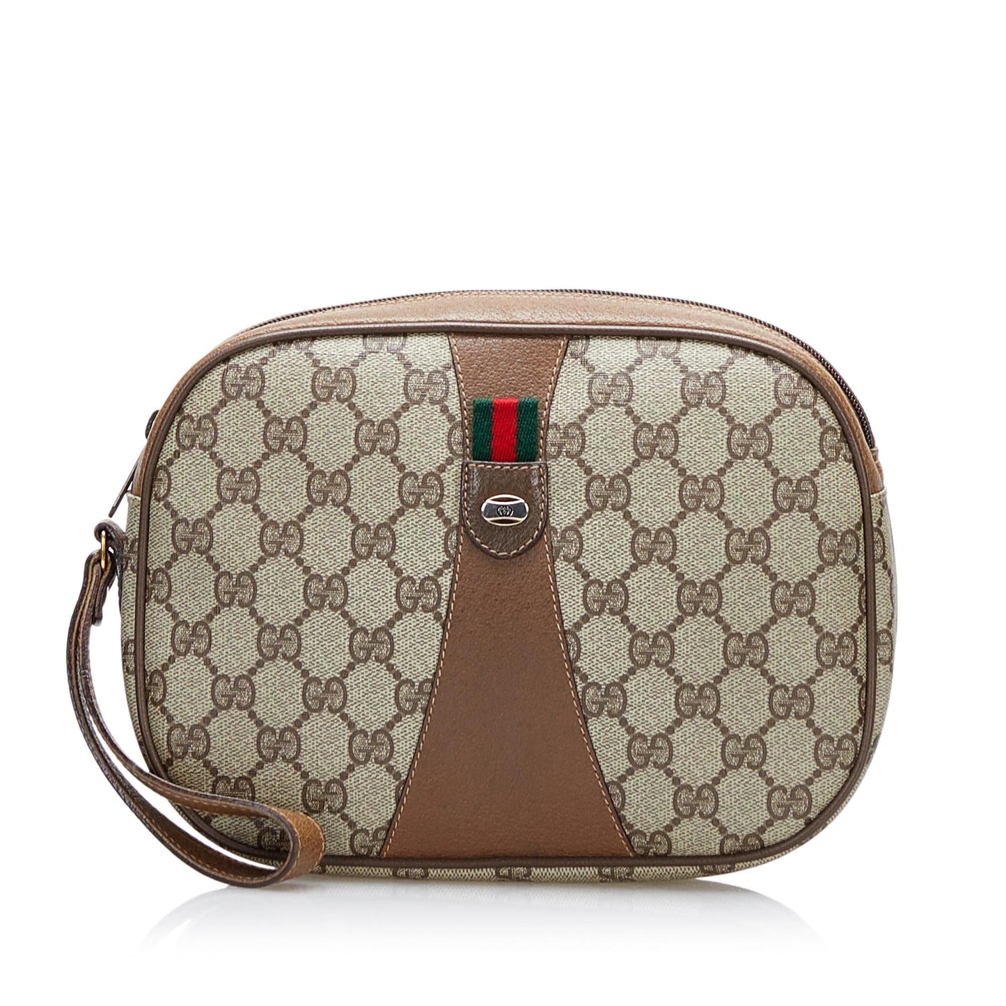 Gucci GG Supreme Web SHG Canvas Brown Clutch Bag