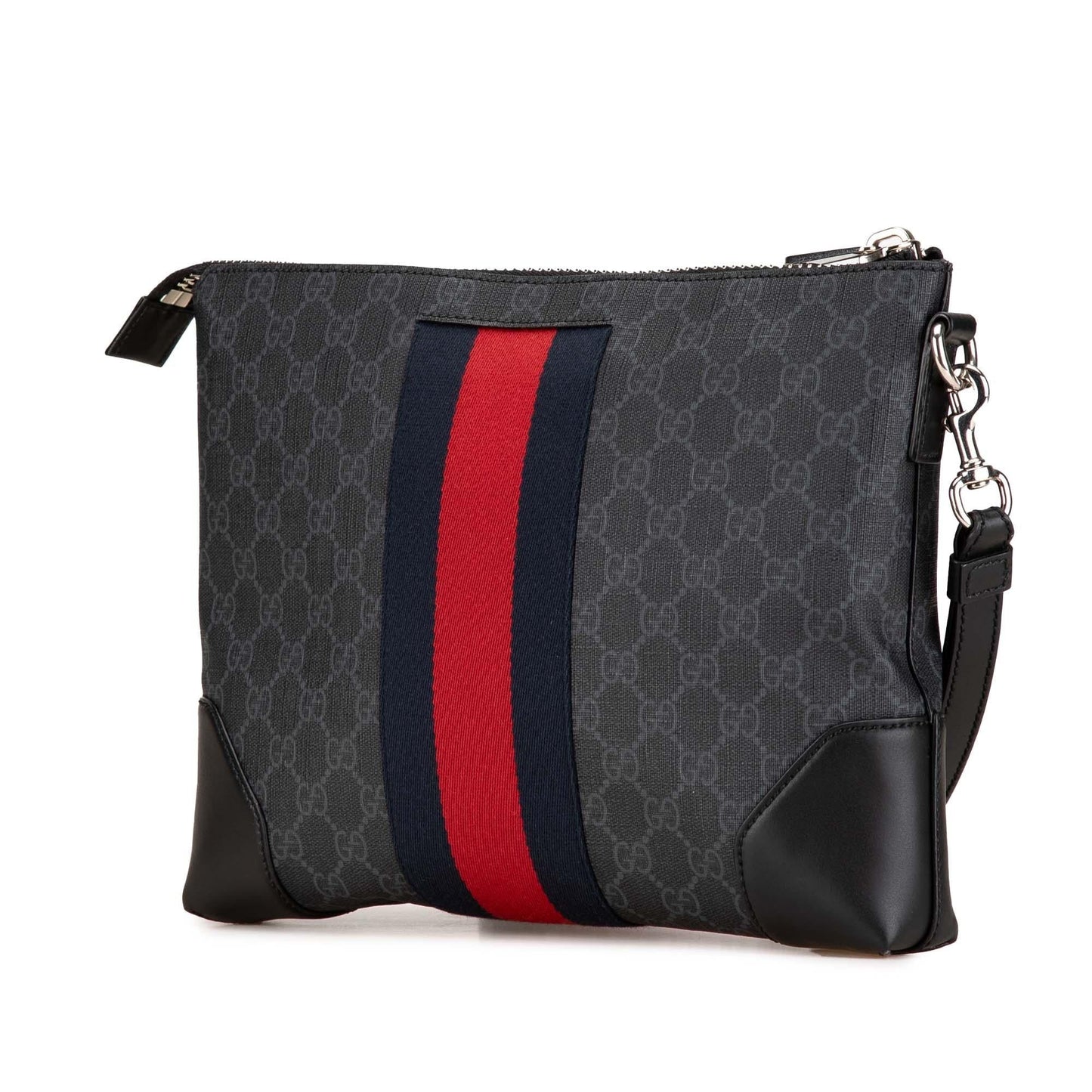 Gucci GG Supreme Web Canvas Black Clutch Bag