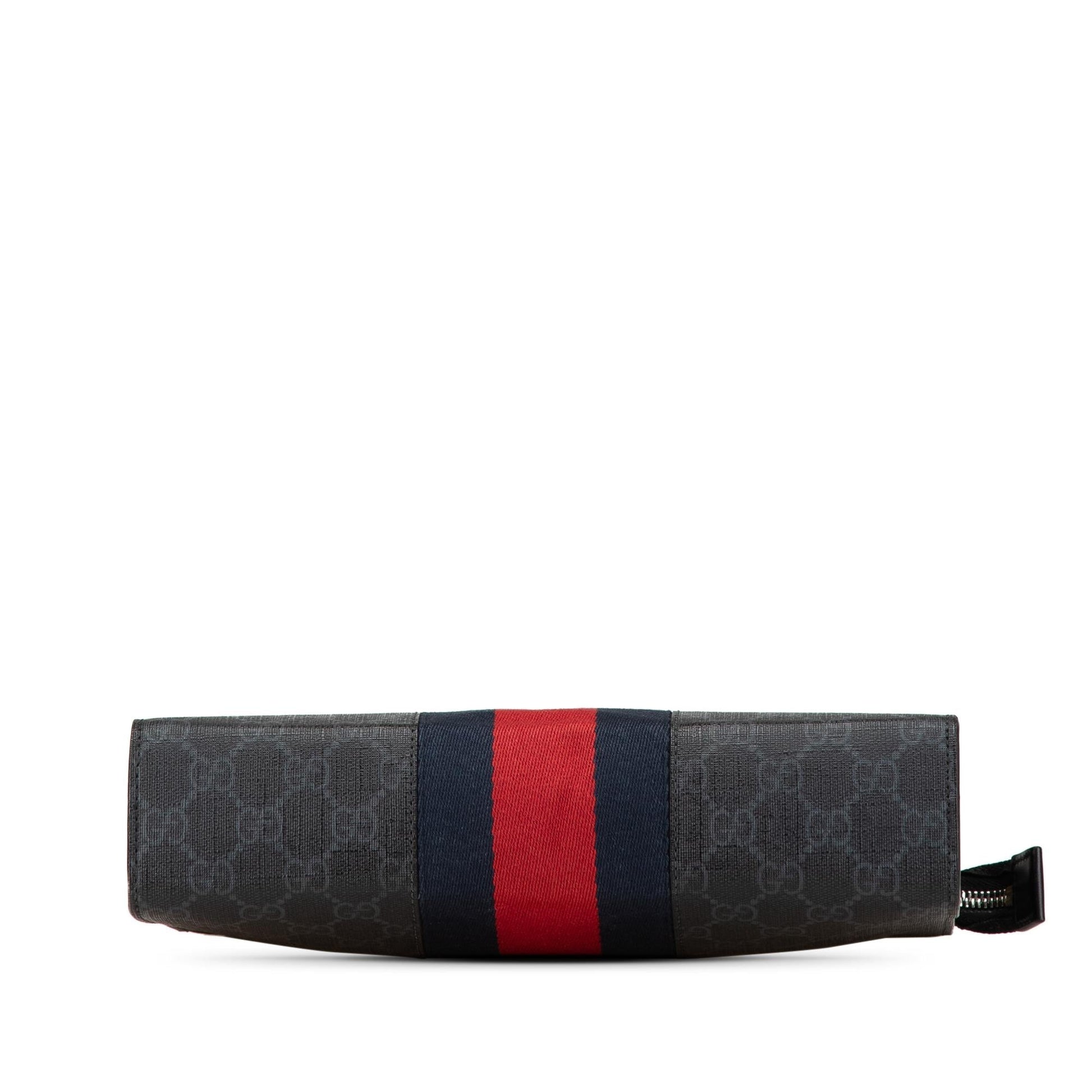 Gucci GG Supreme Web Canvas Black Clutch Bag Web Clutch